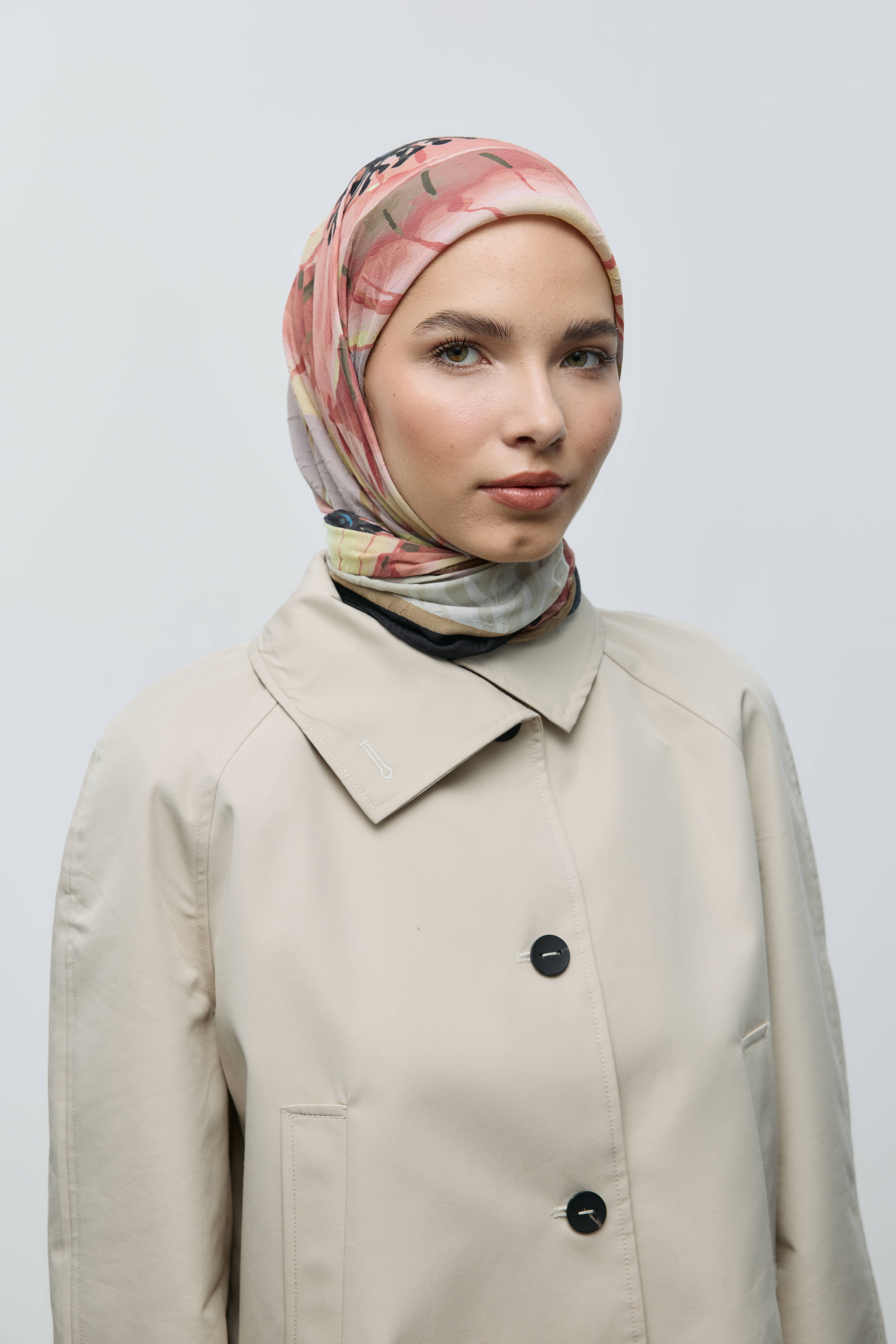 Roselith Desen Bambu Eşarp - Siyah-Yağ Yeşili