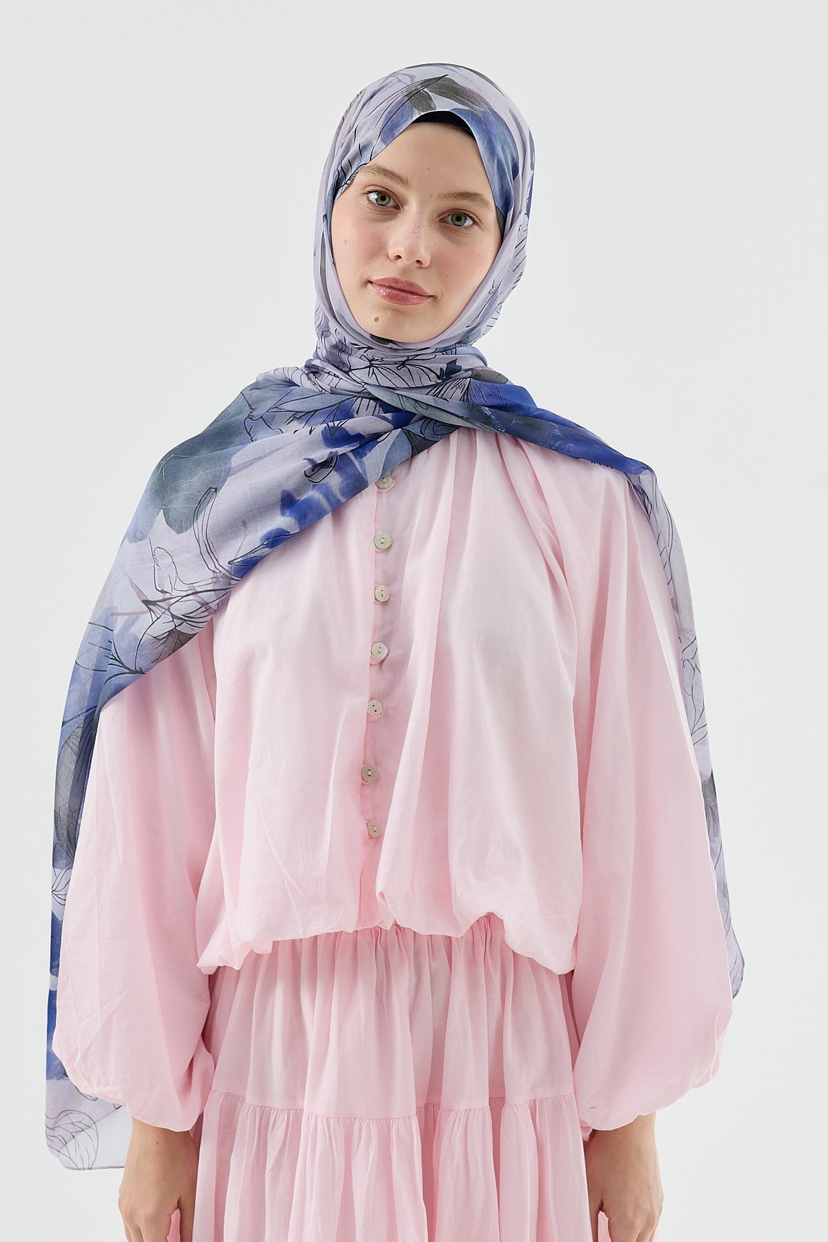 Zambak Desen Aya Şal - Lila
