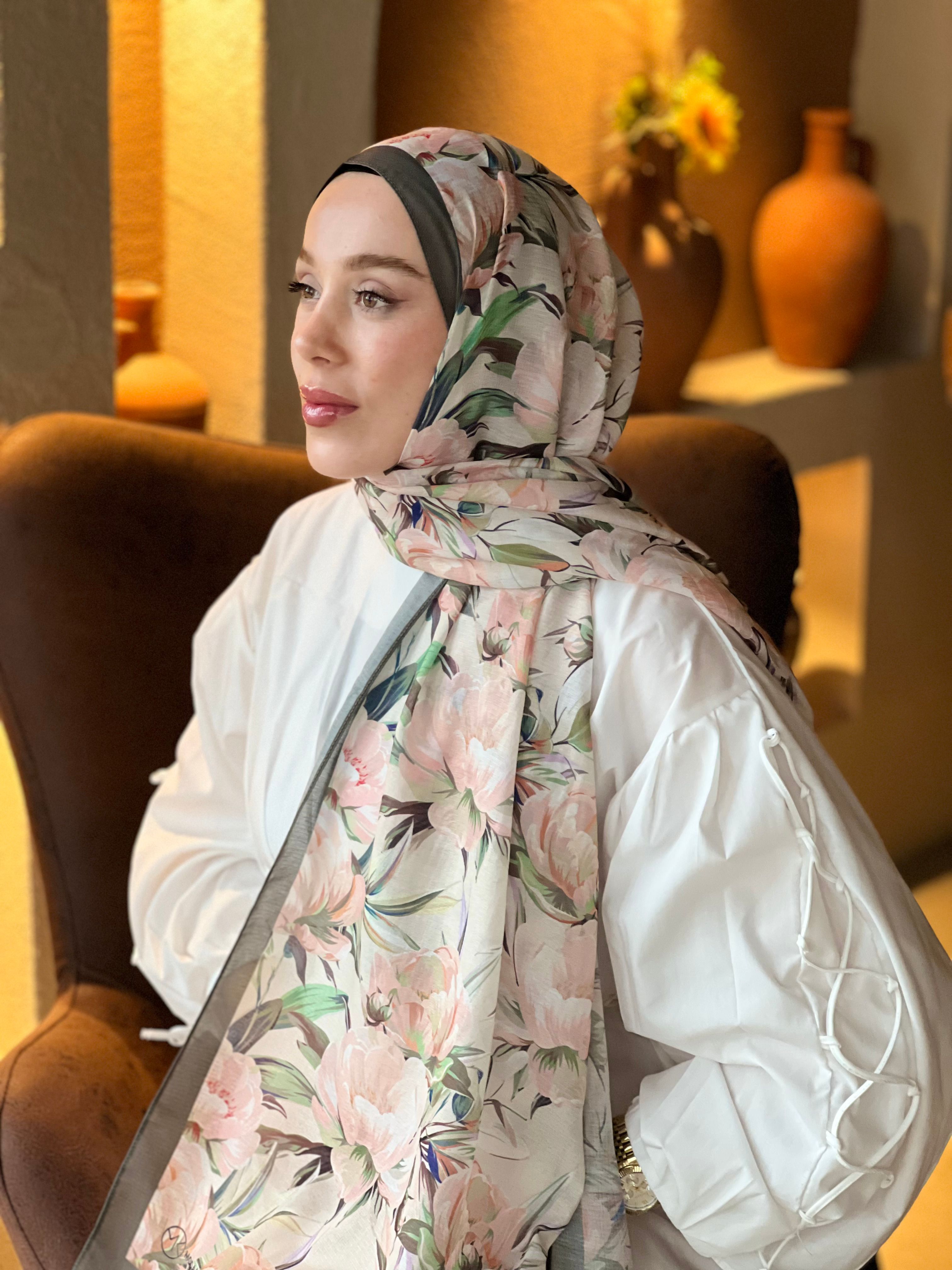 Seta Desen Lina Şal - Haki