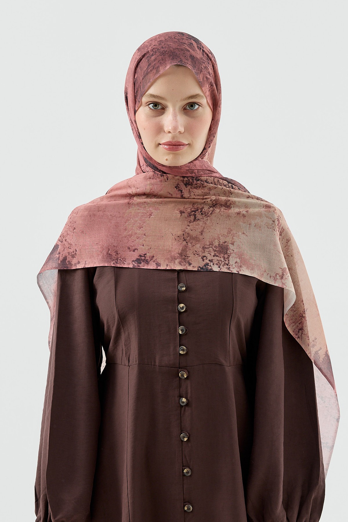 Viola Desen Aya Şal - Marsala-Pudra