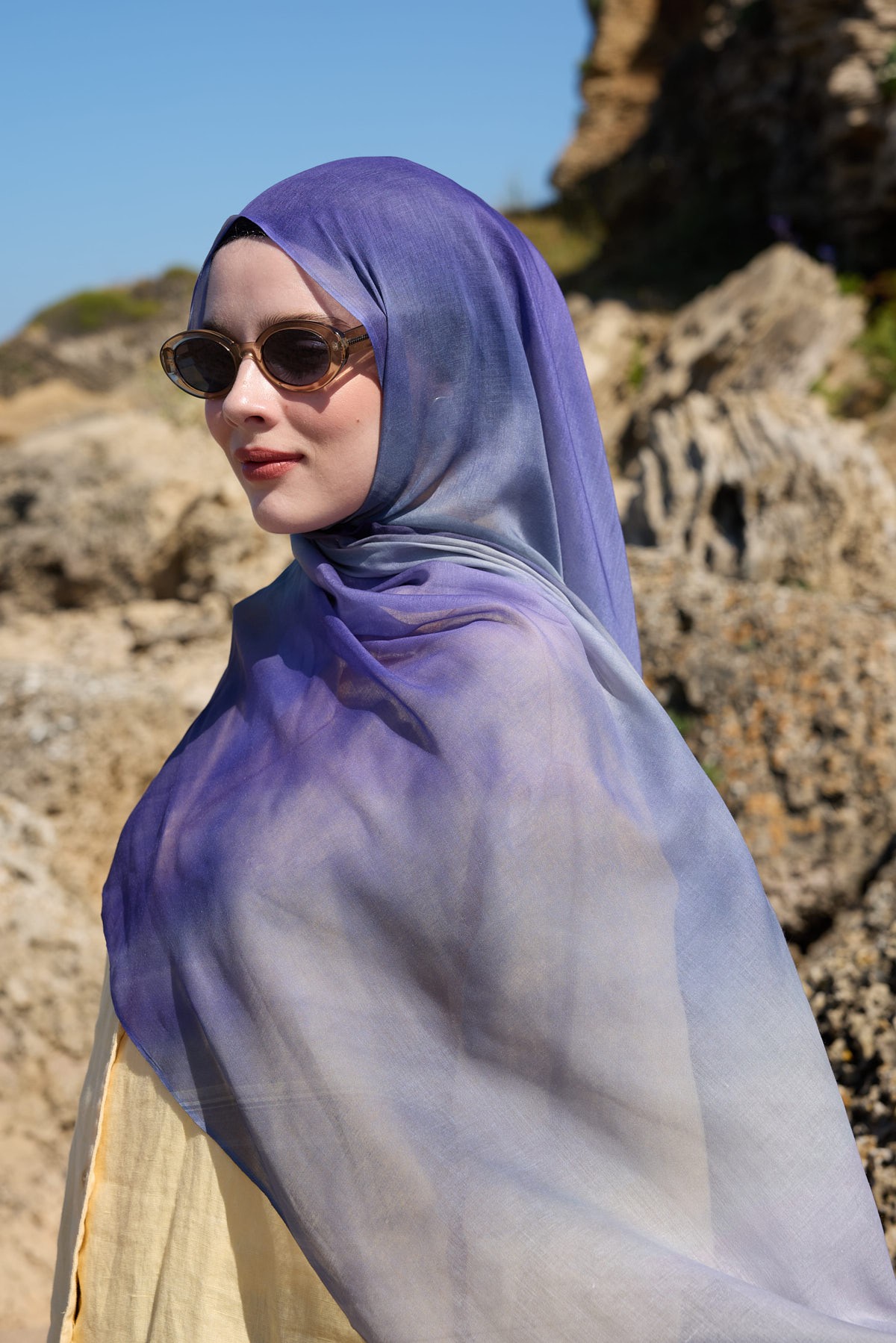 Degrade Desen Aya Şal - Lila