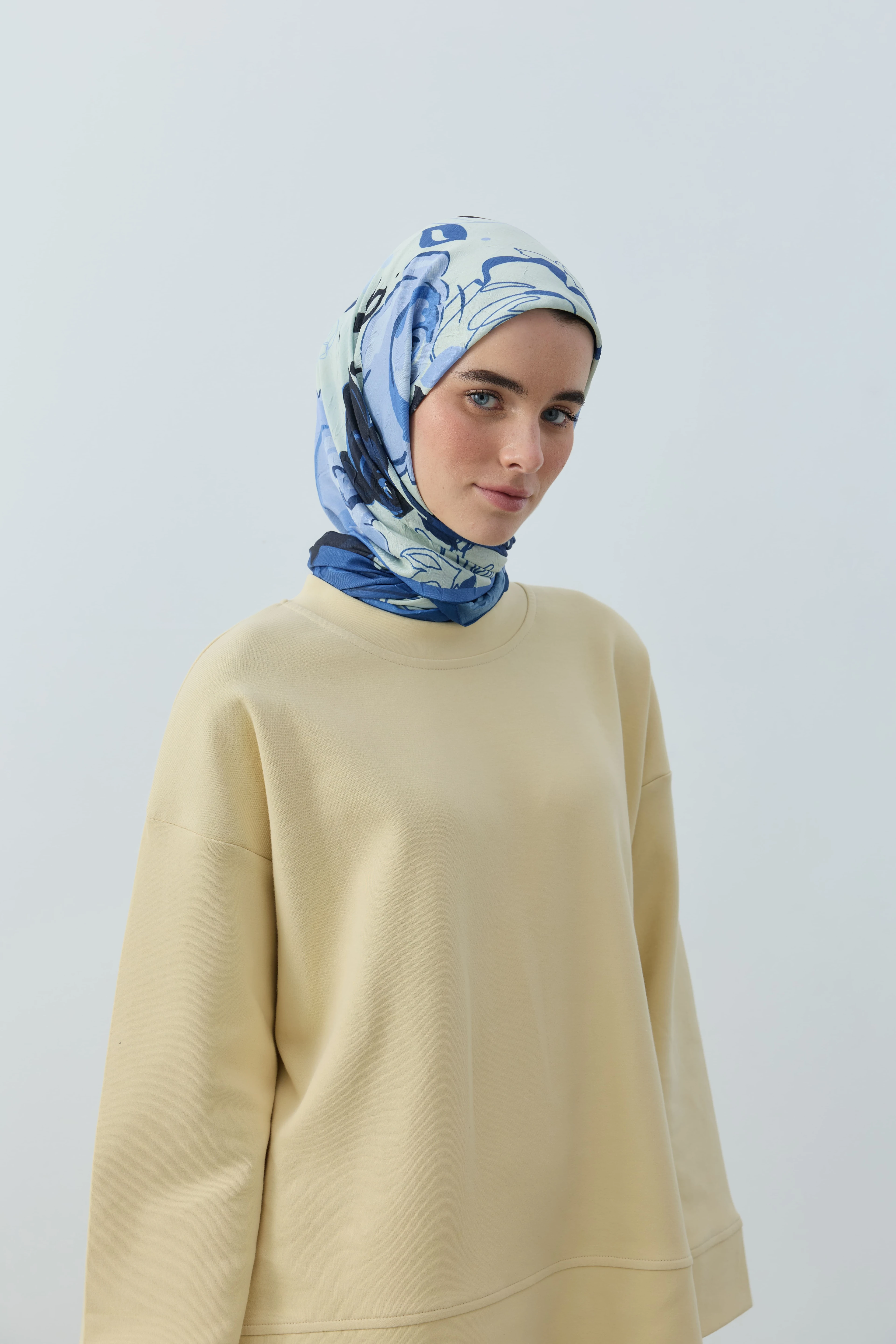 Olyvia Desen Bambu Eşarp - İndigo