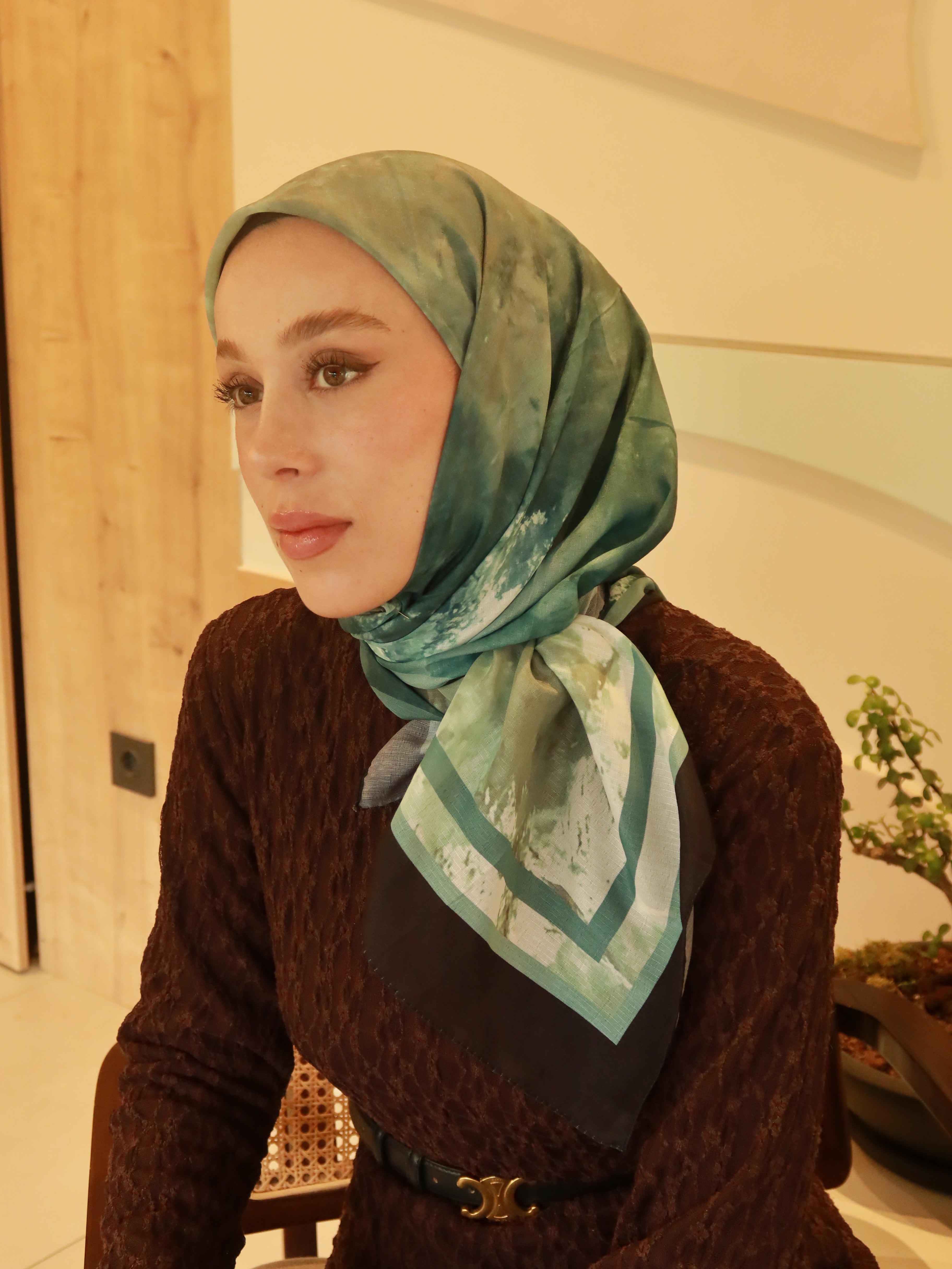 Eterya Desen Lina Eşarp - Siyah-Mint