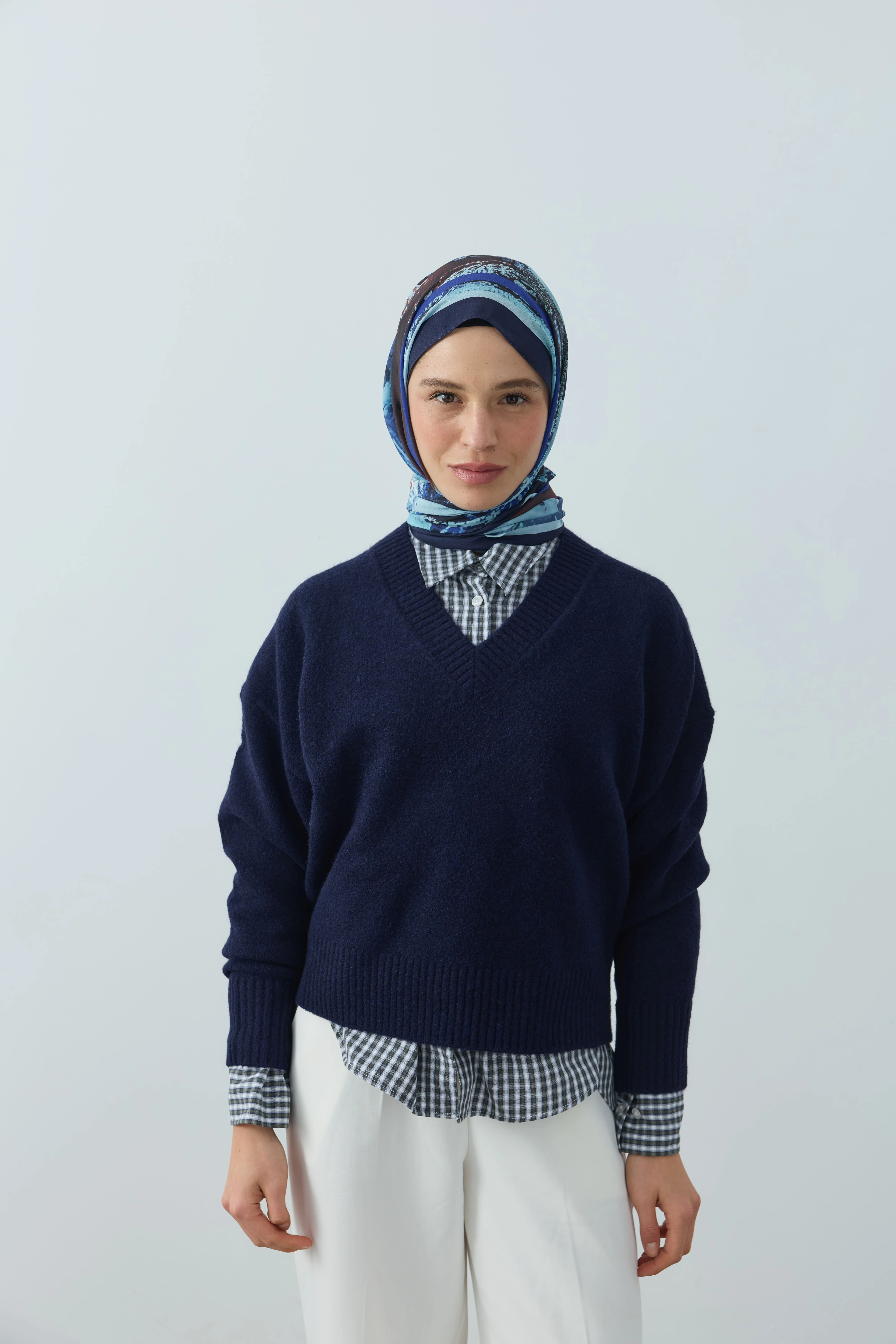 Ardora Desen Lina Şal - Lacivert