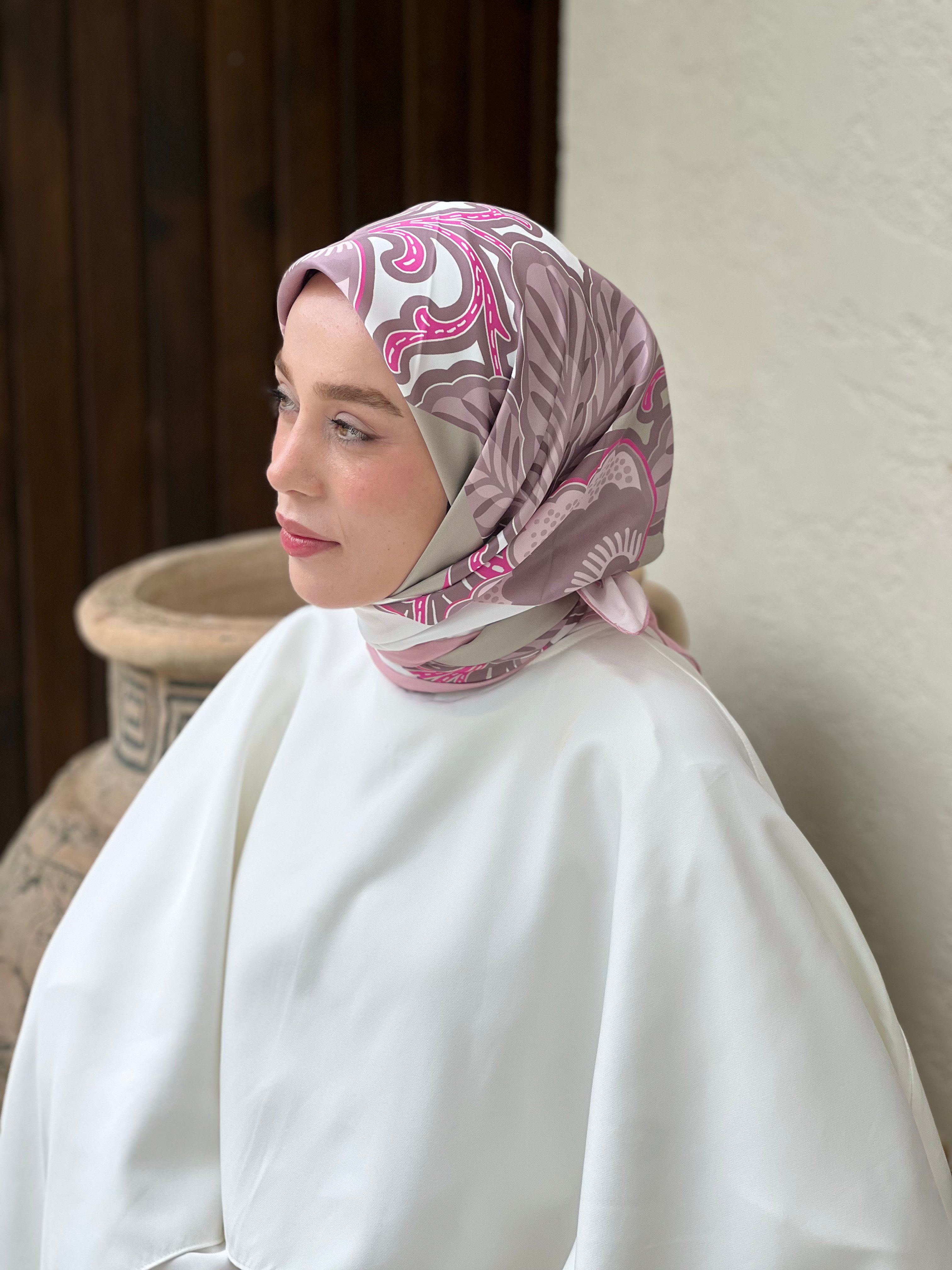 Sarmaşık Twill Eşarp - Pudra