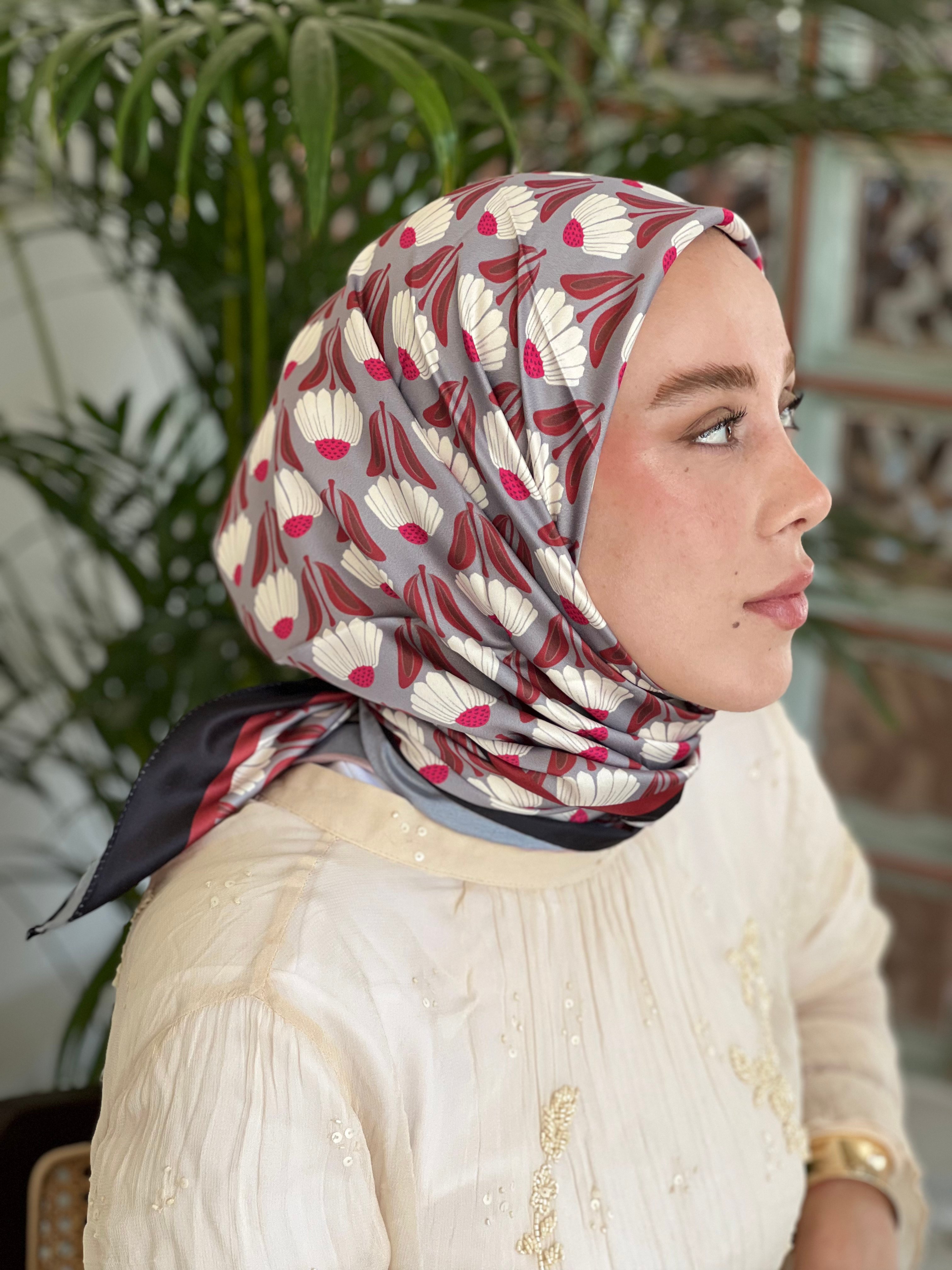 Florentina Desen Tanca Eşarp - Siyah-Bordo