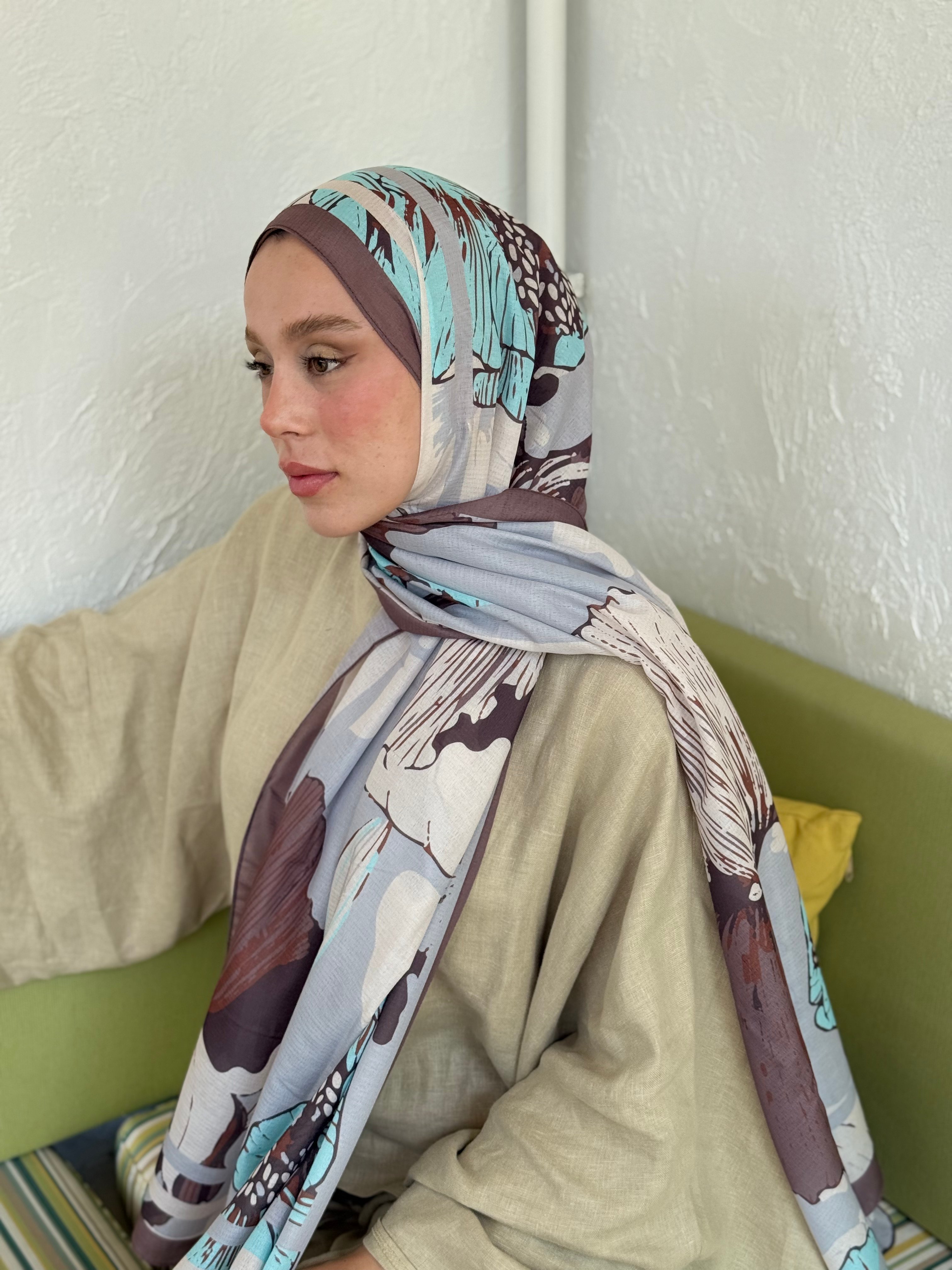 Shelia Desen Lina Şal - Tozlu Kahve