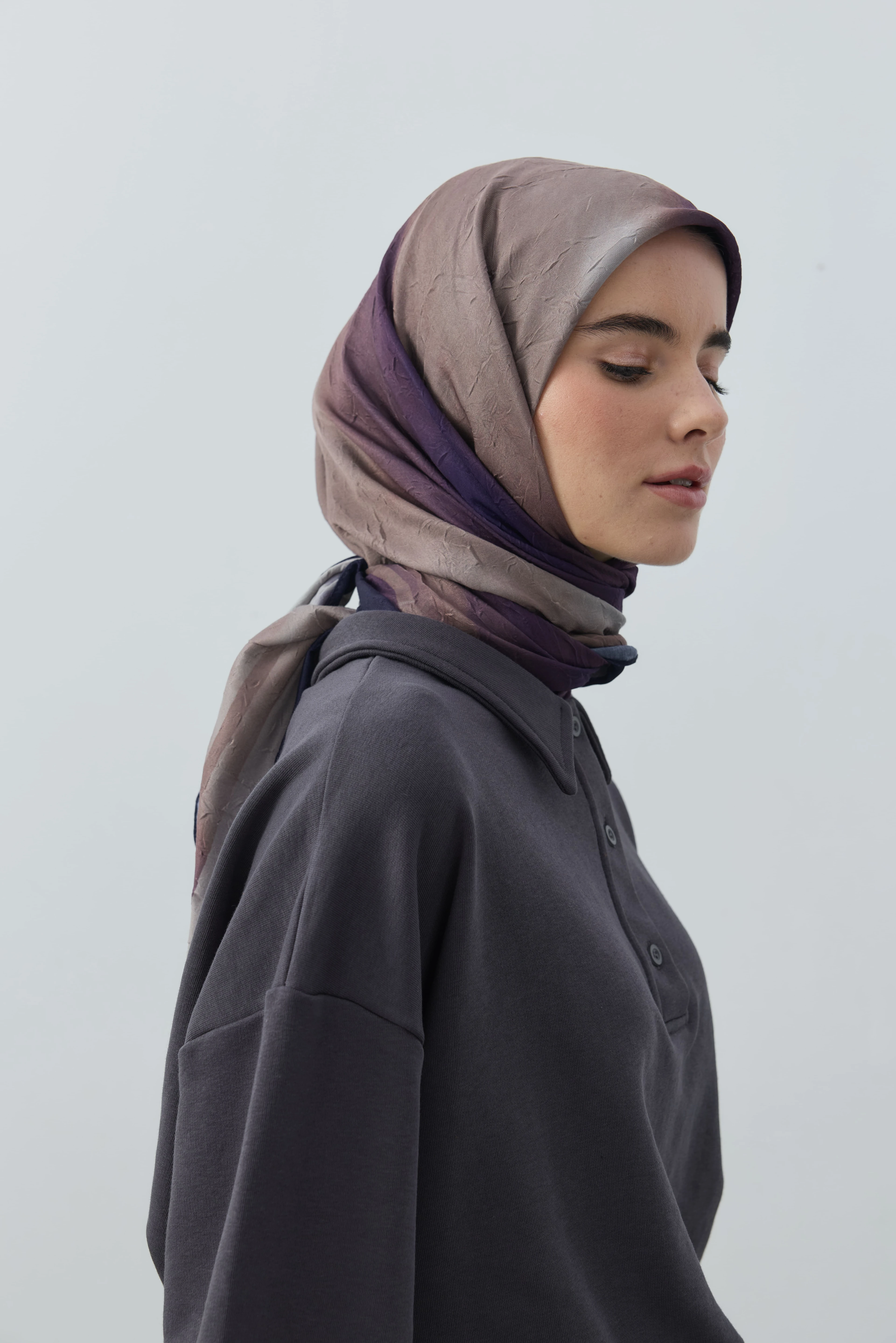 Orelia Desen Bambu Eşarp - Morcivert