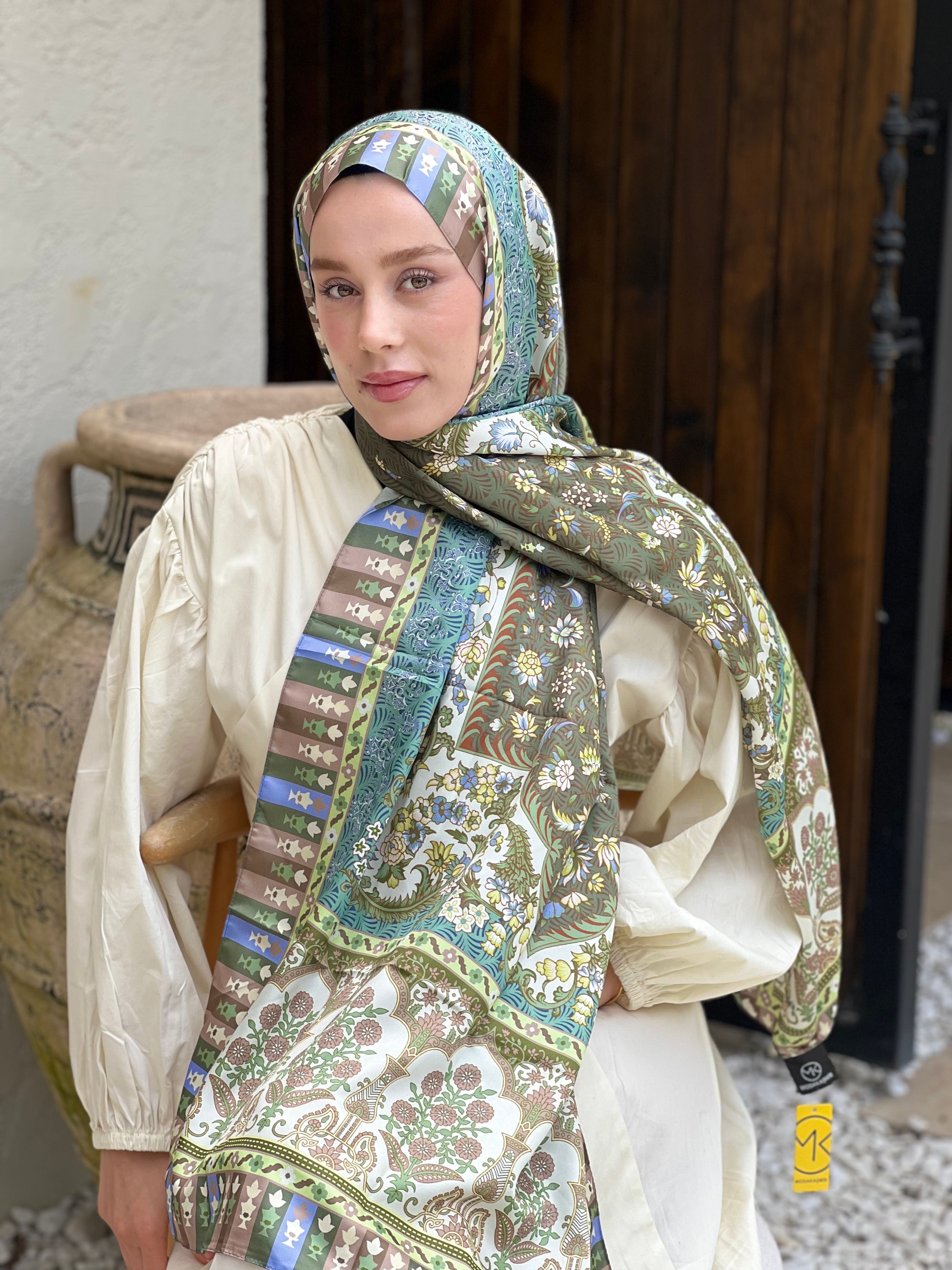 Sükut Desen Tanca Şal - Haki