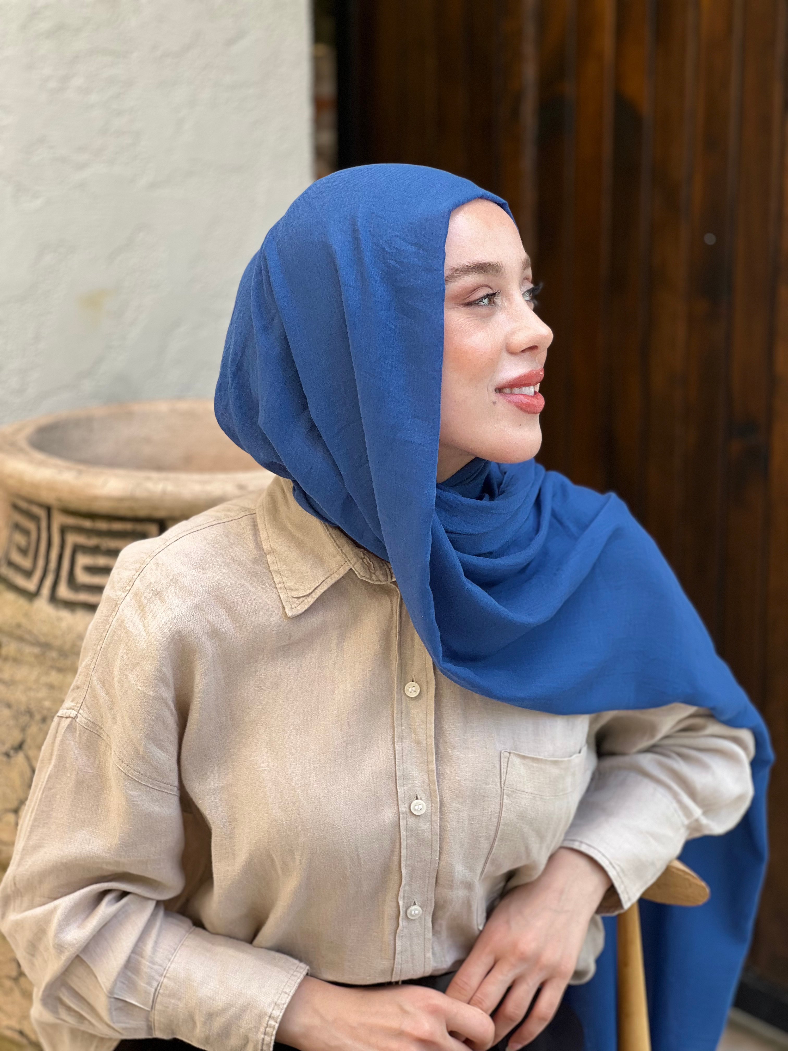 Aya Serisi Şal - Tavus Kuşu Mavisi