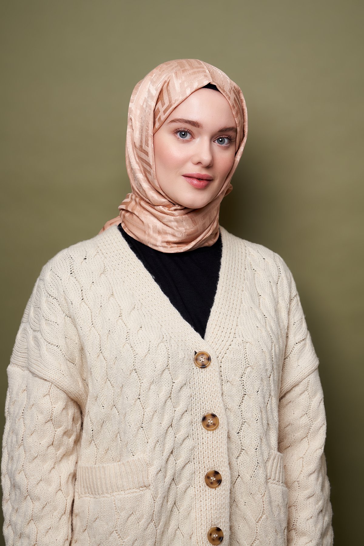 Harmony Jacquard Series Fence Pattern Shawl - Sand Beige