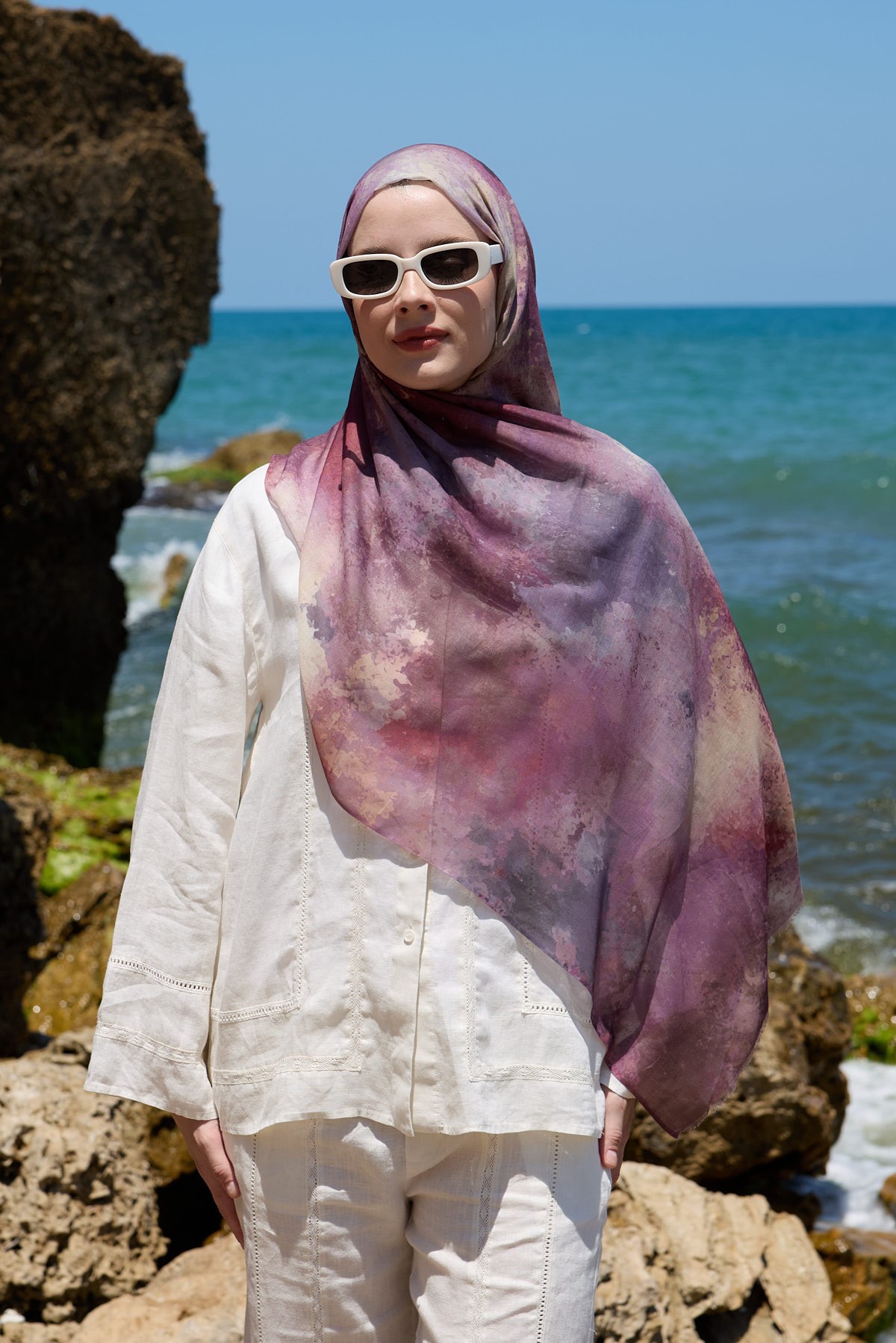 Veyra Desen Aya Şal - Pudra