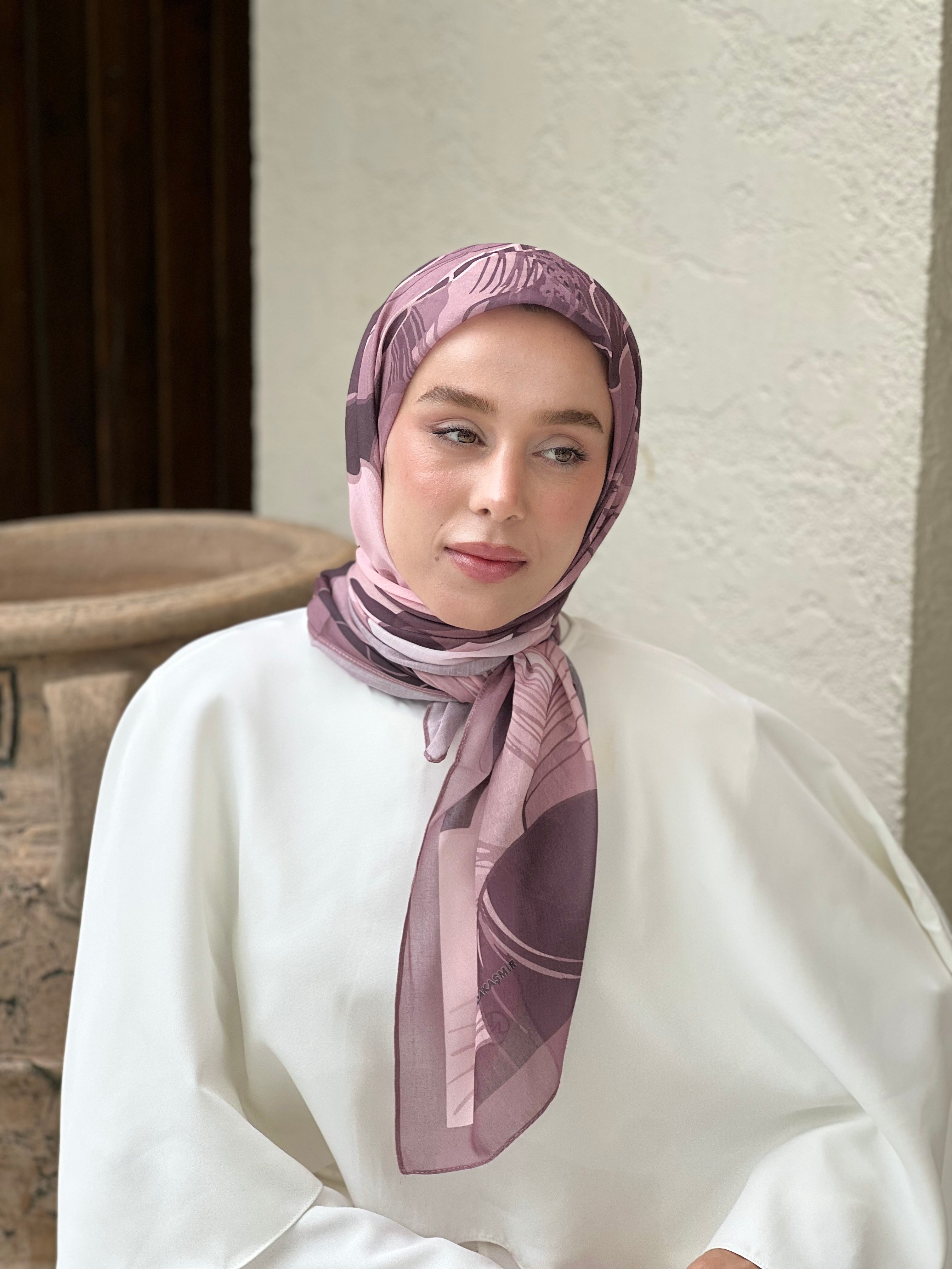 110 Cm Orkide Desen Eşarp
