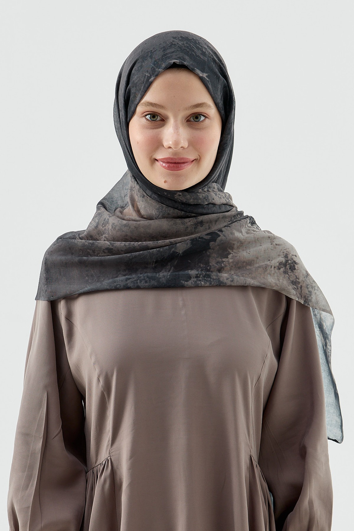 Viola Desen Aya Şal - Siyah-Tozlu Kahve