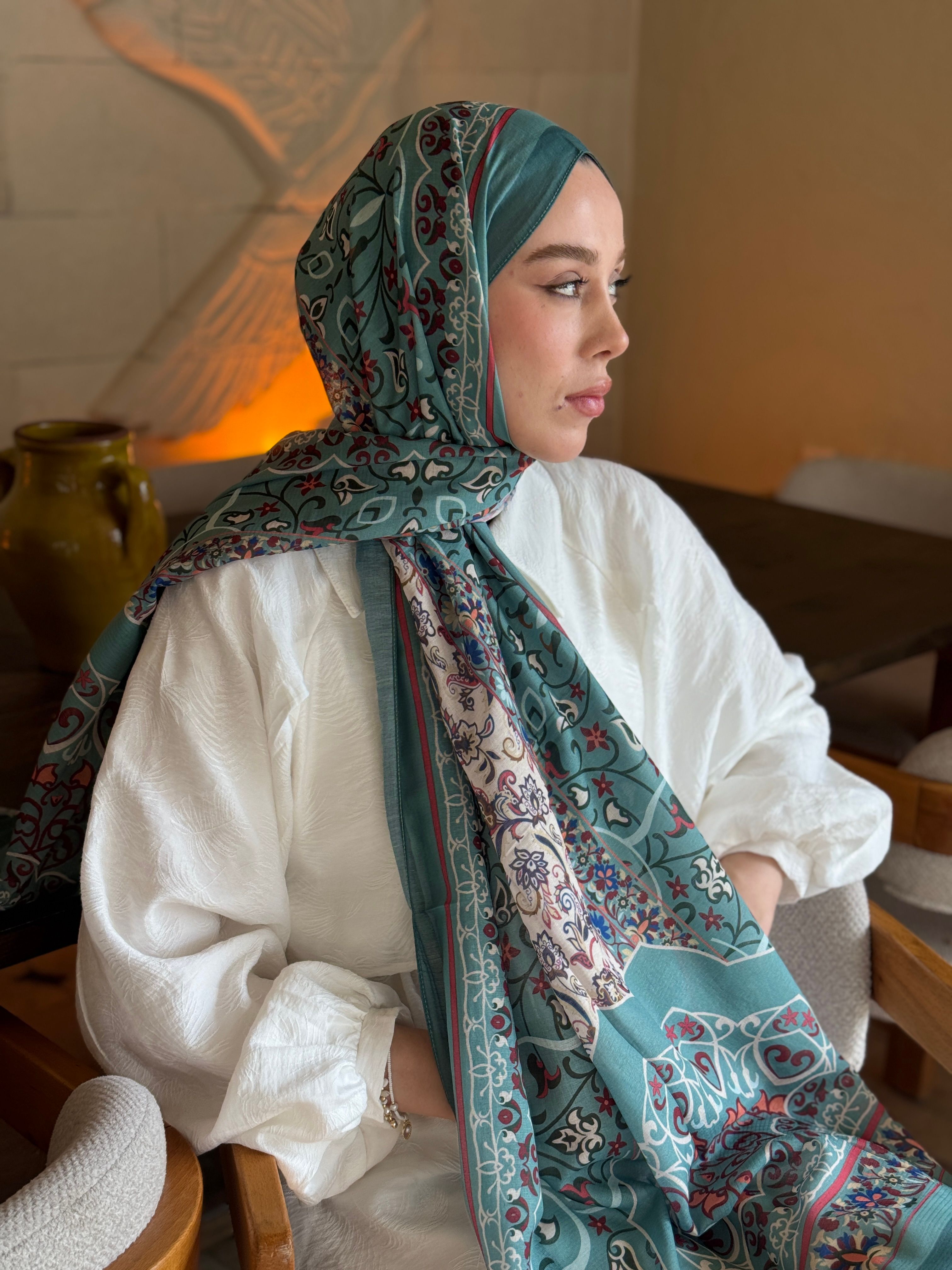 Pıtrak Desen Lina Şal - Mint