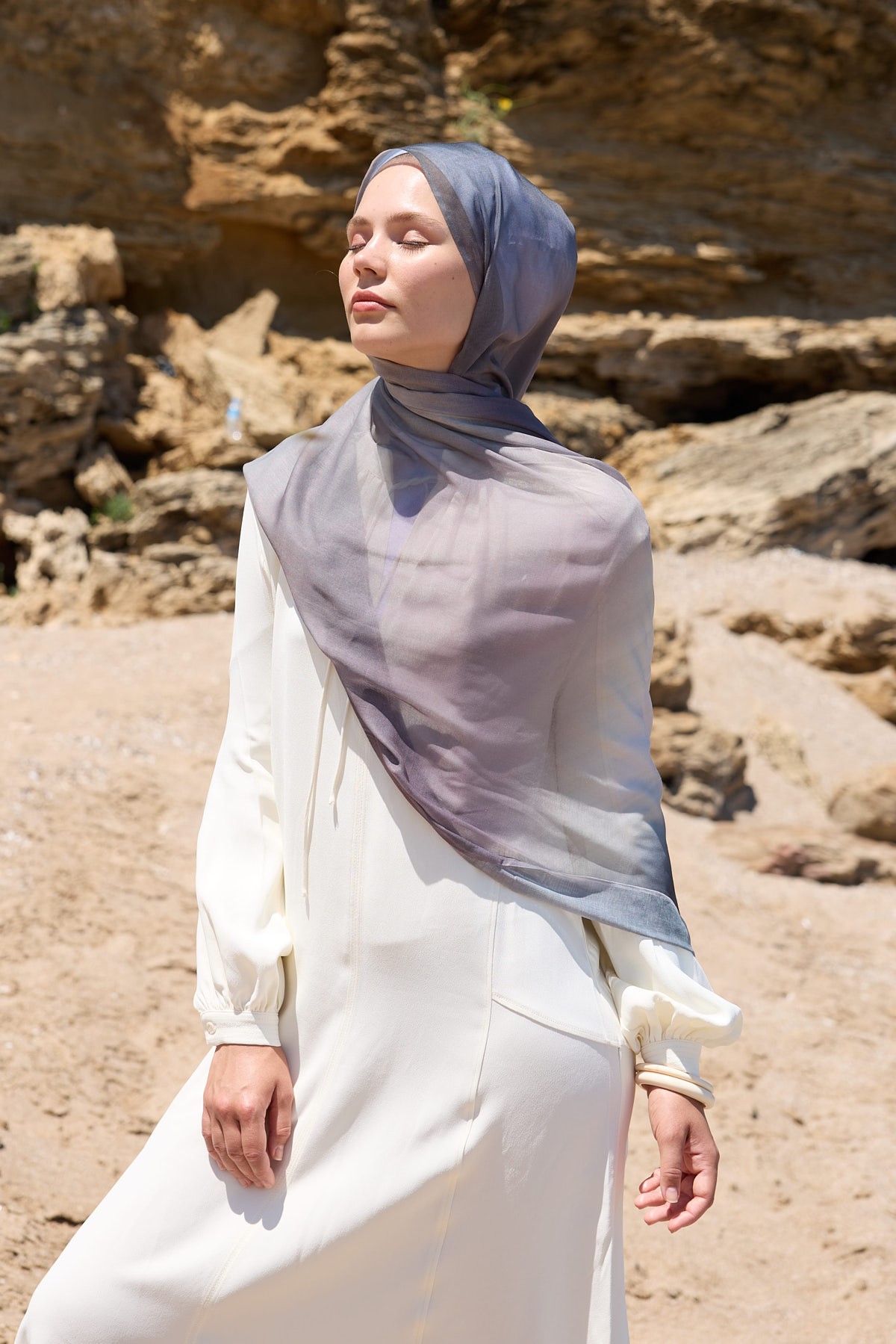 Degrade Desen Aya Şal - Mor