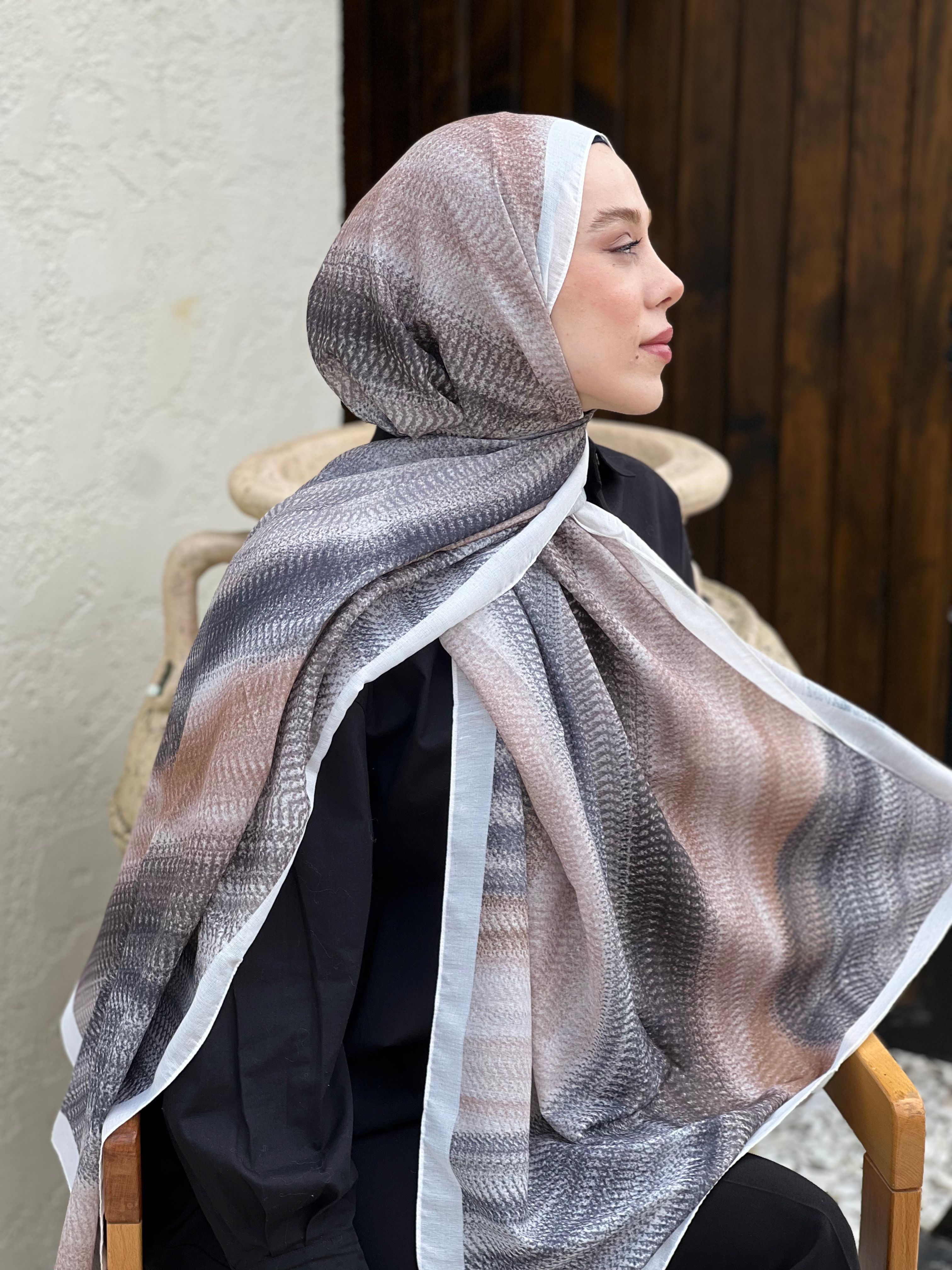 Hira Pattern Lina Shawl - White