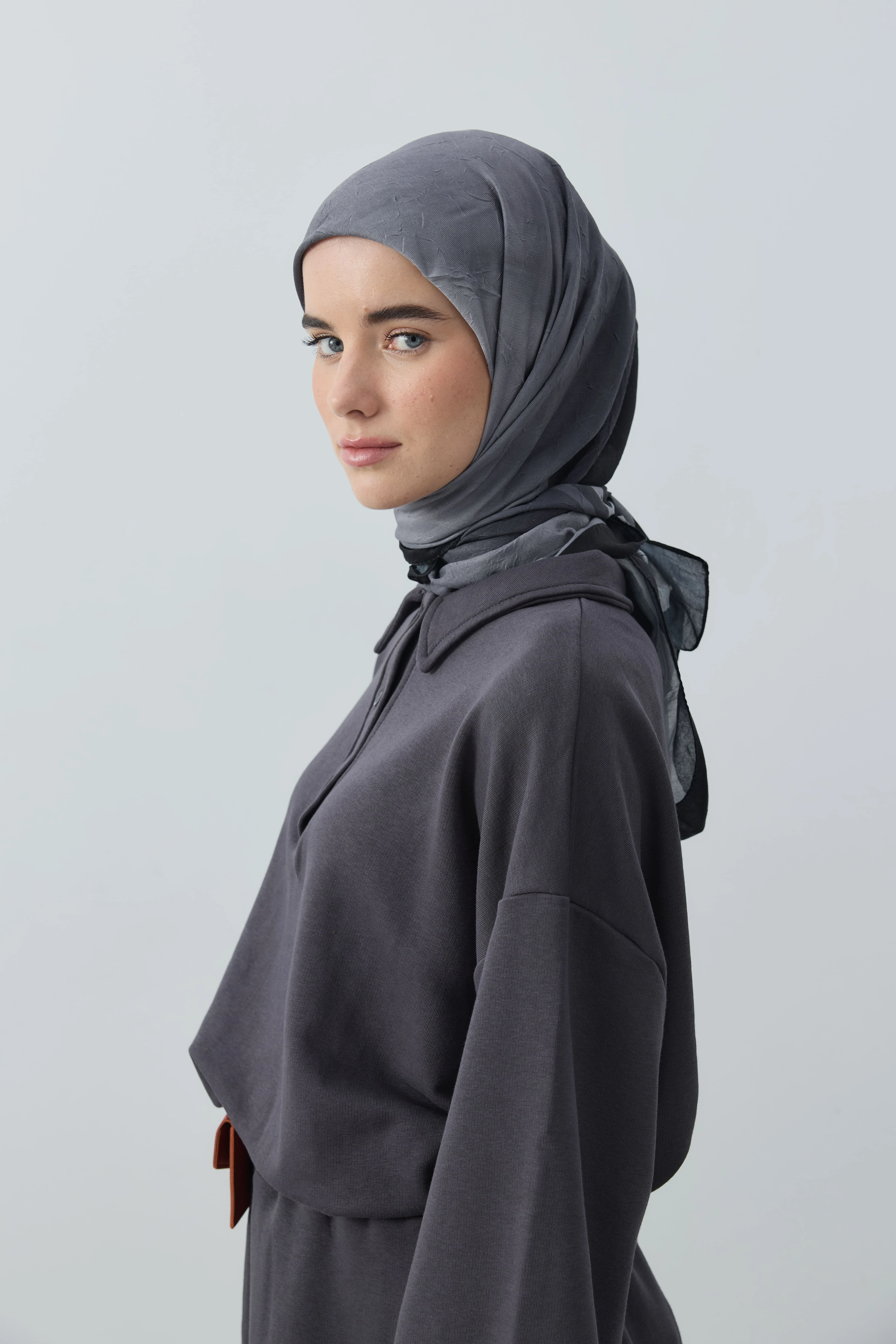 Orelia Desen Bambu Eşarp - Siyah-Gri