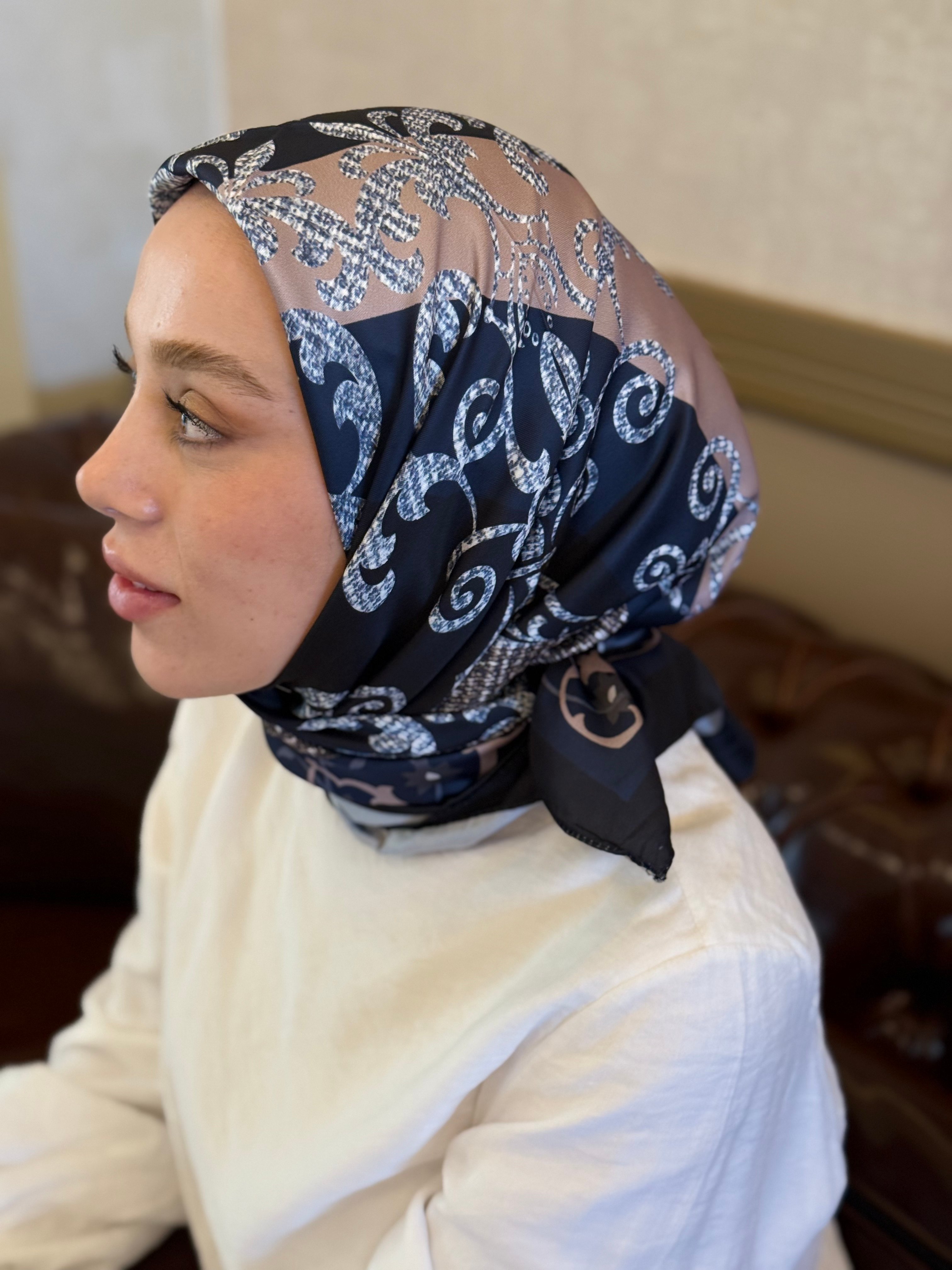 Monarch Desen Twill Eşarp - Siyah-Lacivert