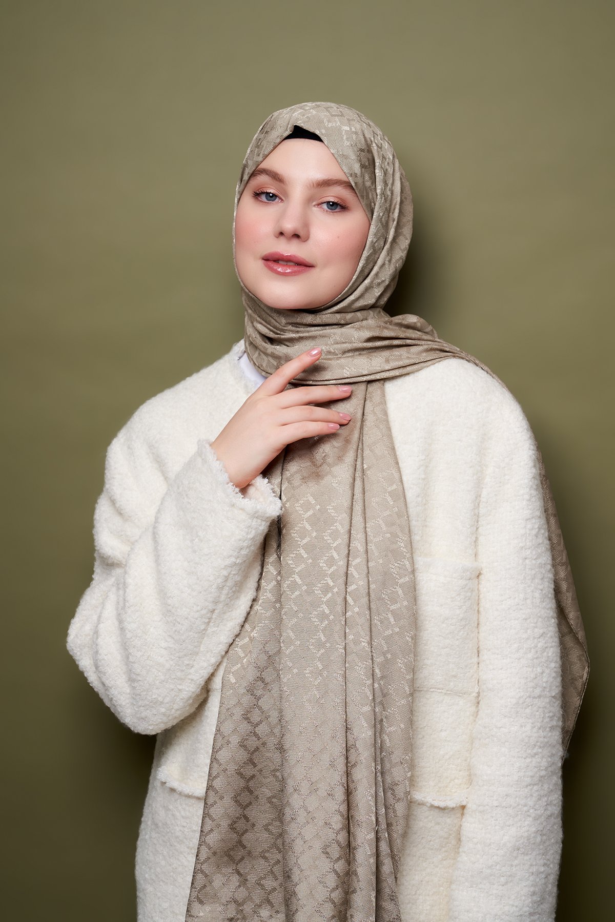 Natur Jacquard Series Rhythm Pattern Shawl - Antique Beige