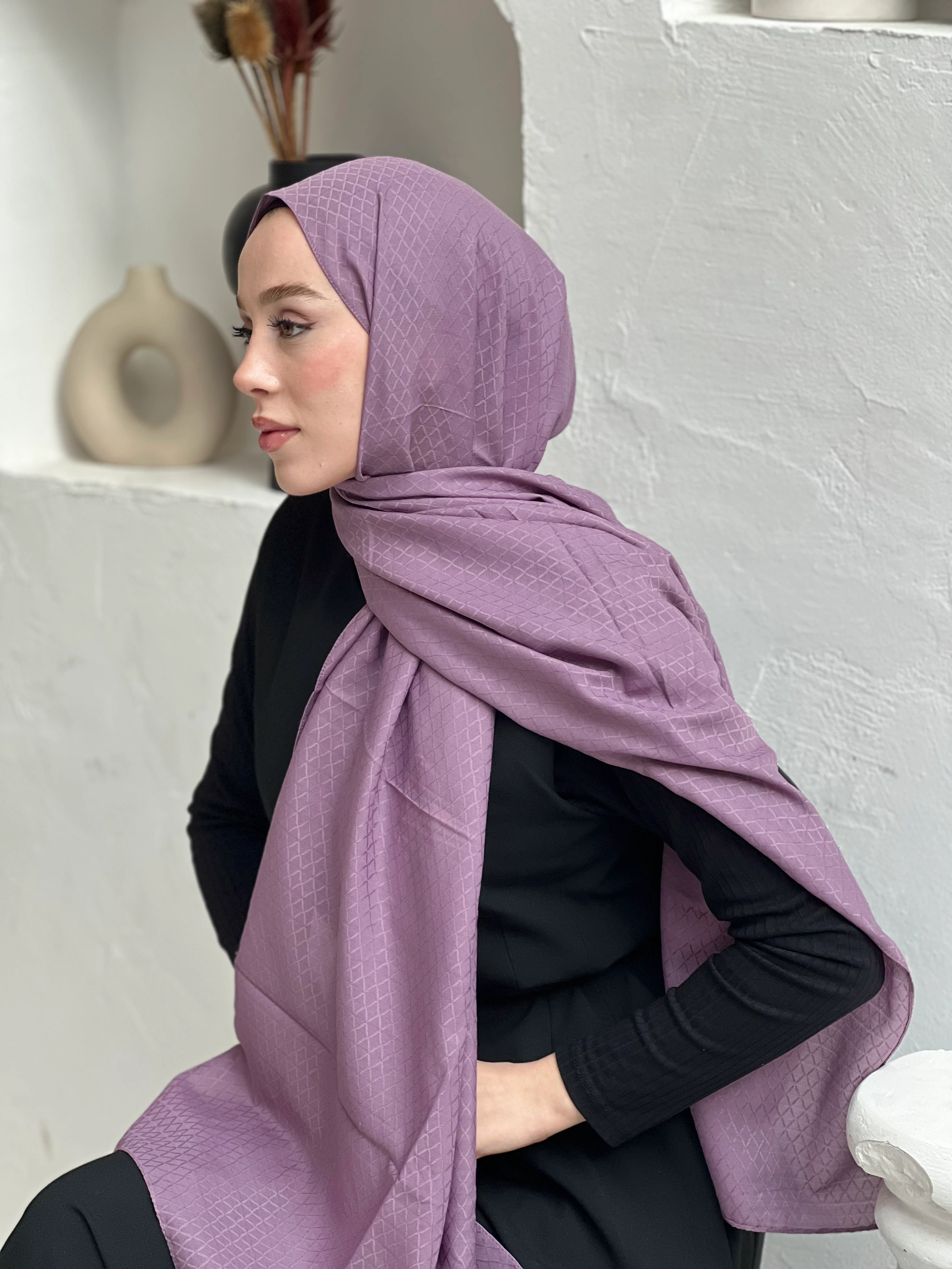 Soft Jakar Serisi İnci Ritim Desen Şal