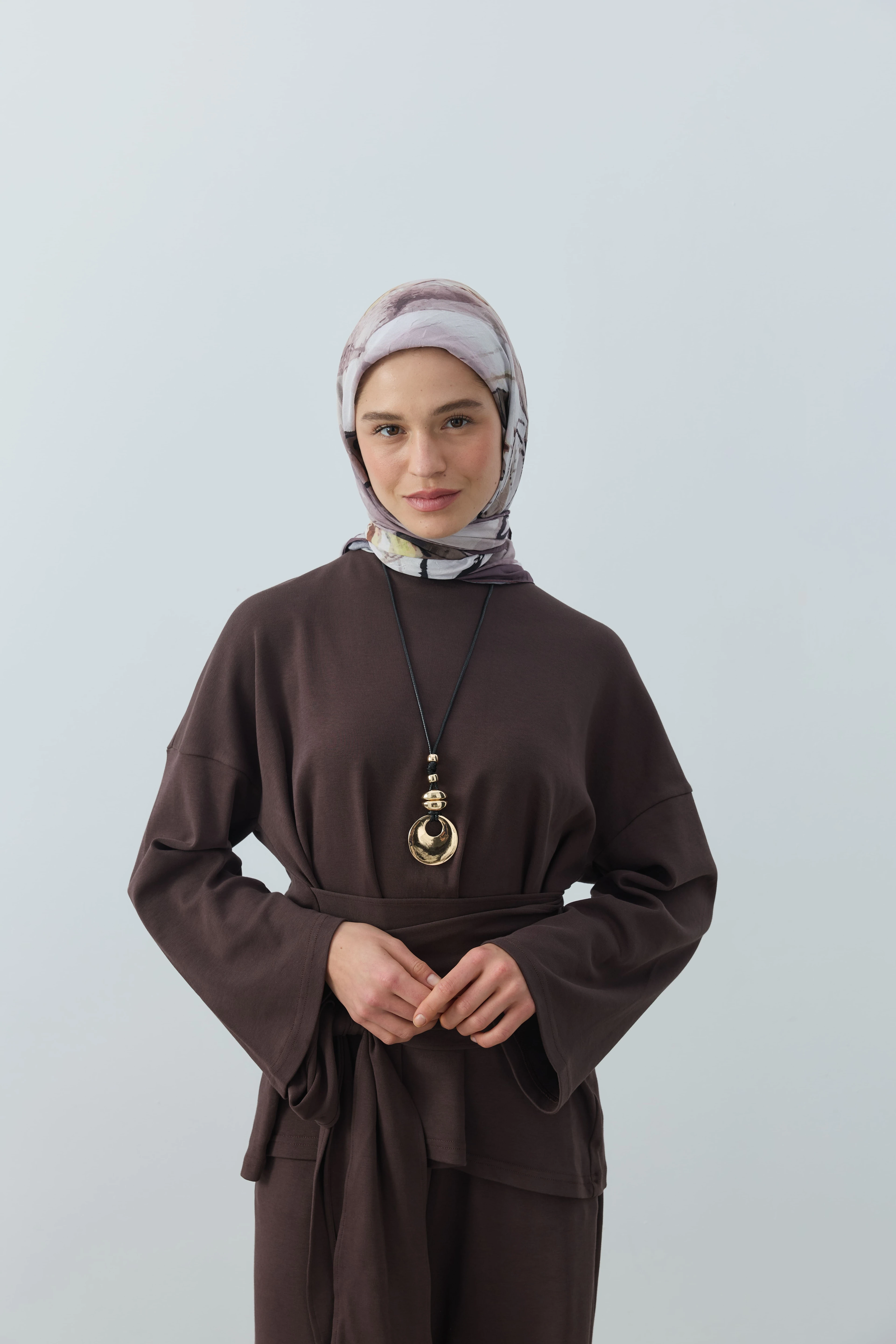 Seraphy Desen Bambu Eşarp - Tozlu Kahve