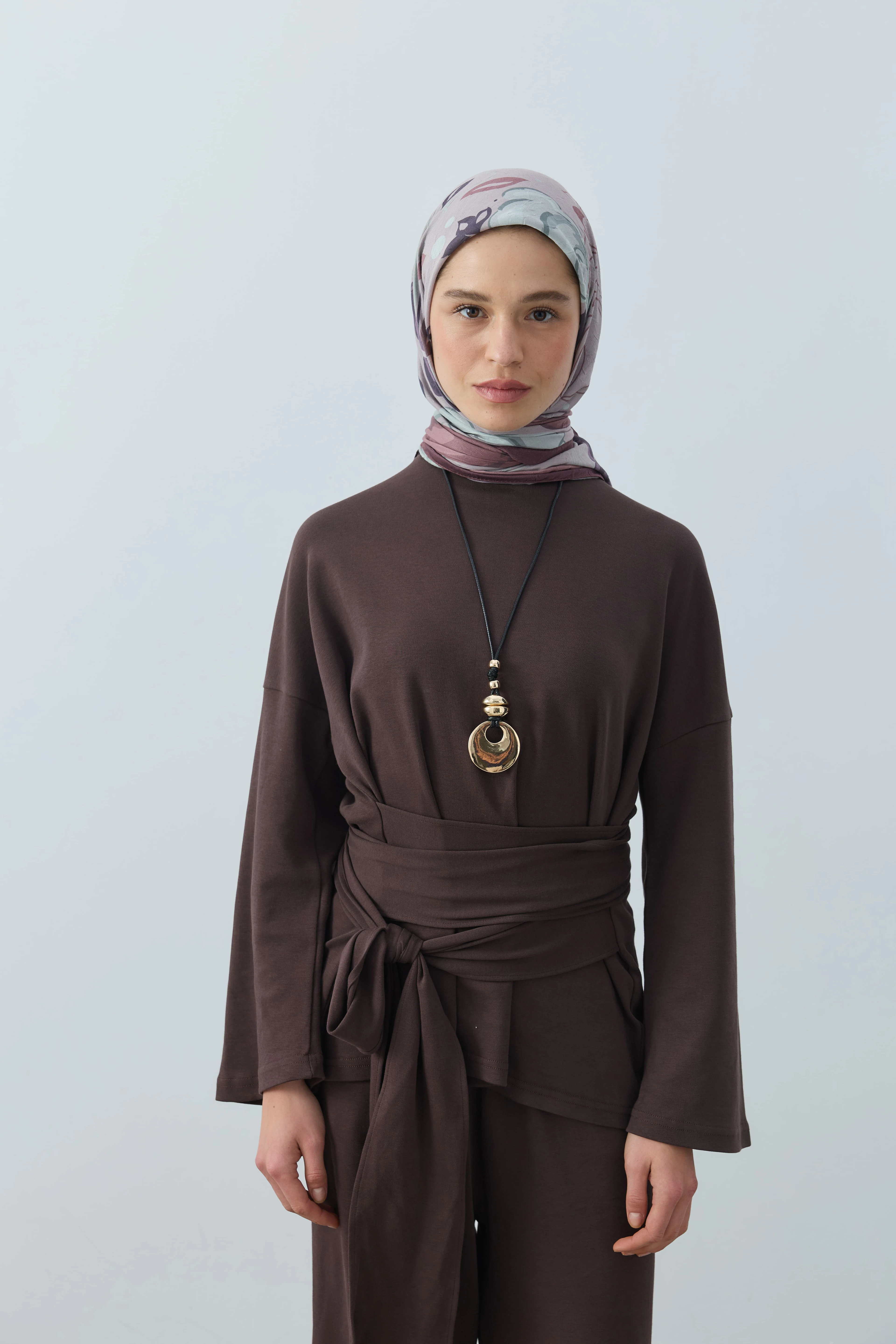 Olyvia Desen Bambu Eşarp - Koyu Marsala