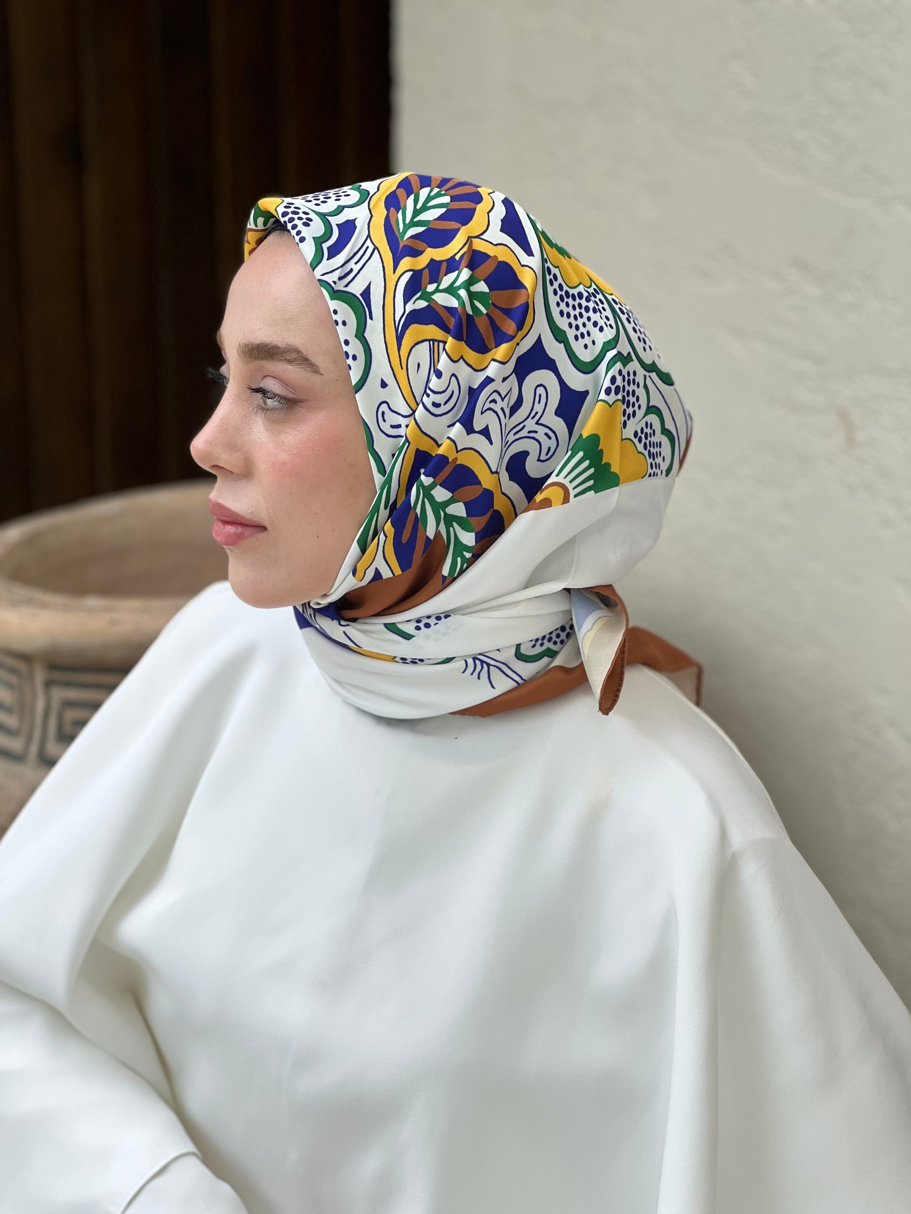 Sarmaşık Twill Eşarp - Kahverengi