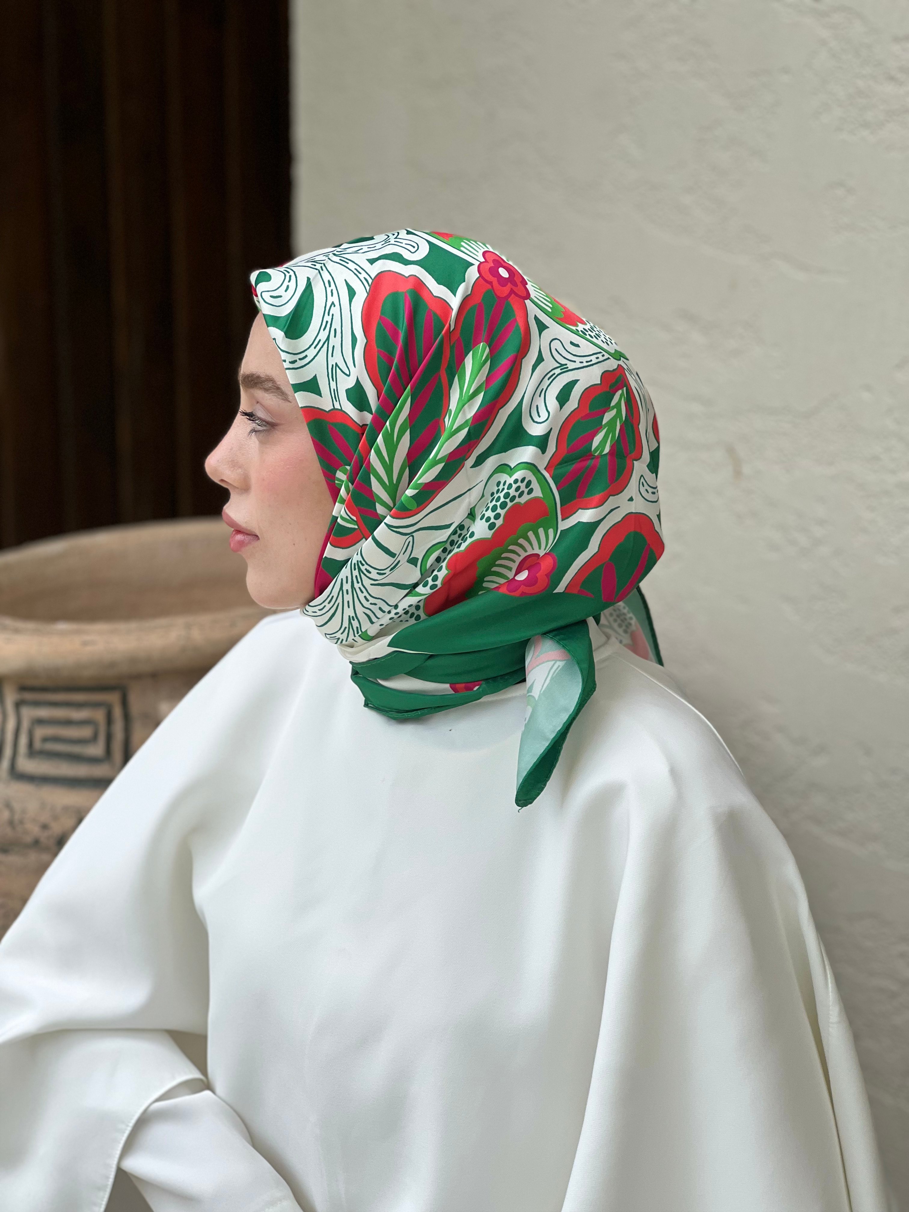Sarmaşık Twill Eşarp - Benetton Yeşili