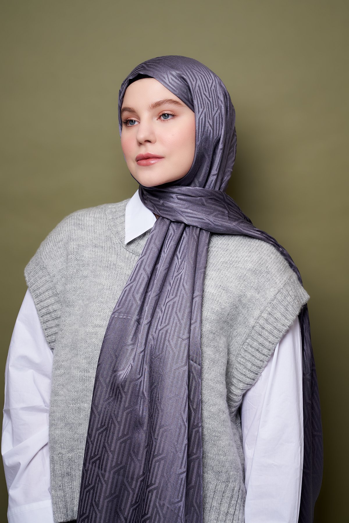 Harmony Jacquard Series Knitted Pattern Shawl - Anthracite
