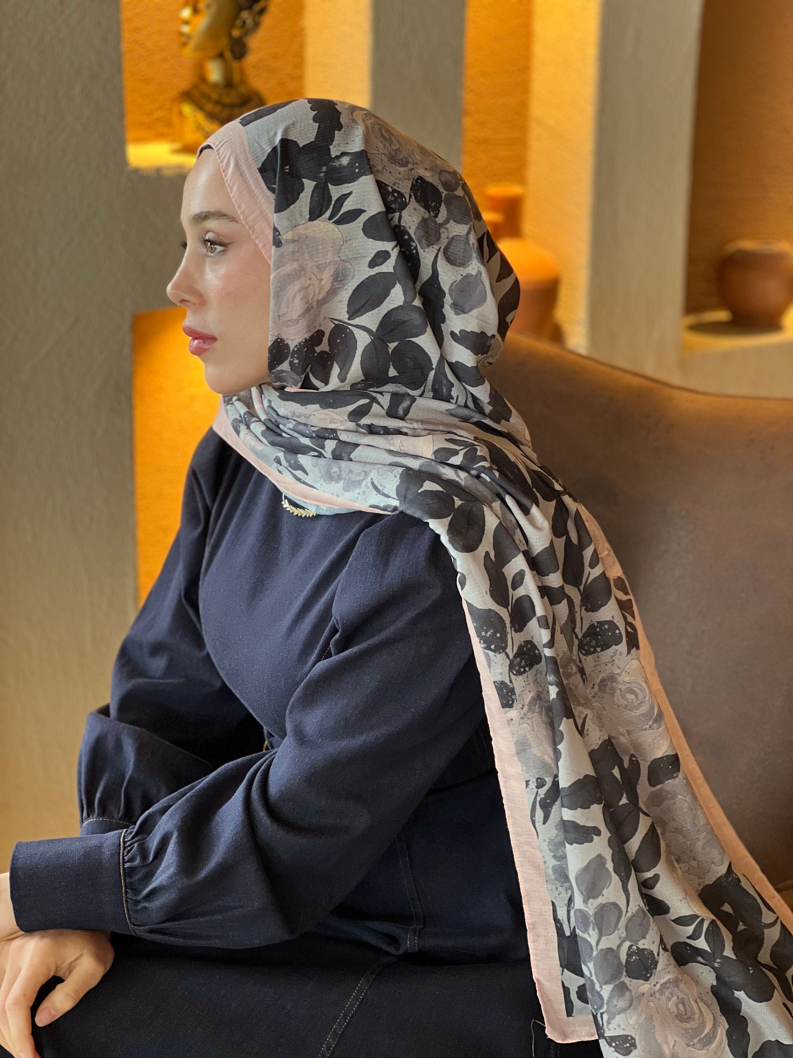 Verd Desen Lina Şal - Açık Somon