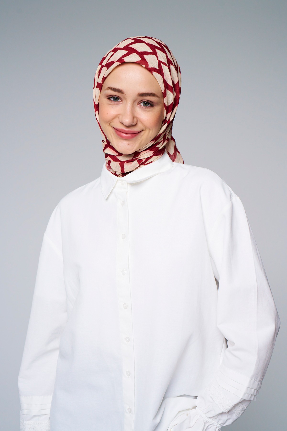 Box Desen Bambu Eşarp - Bordo