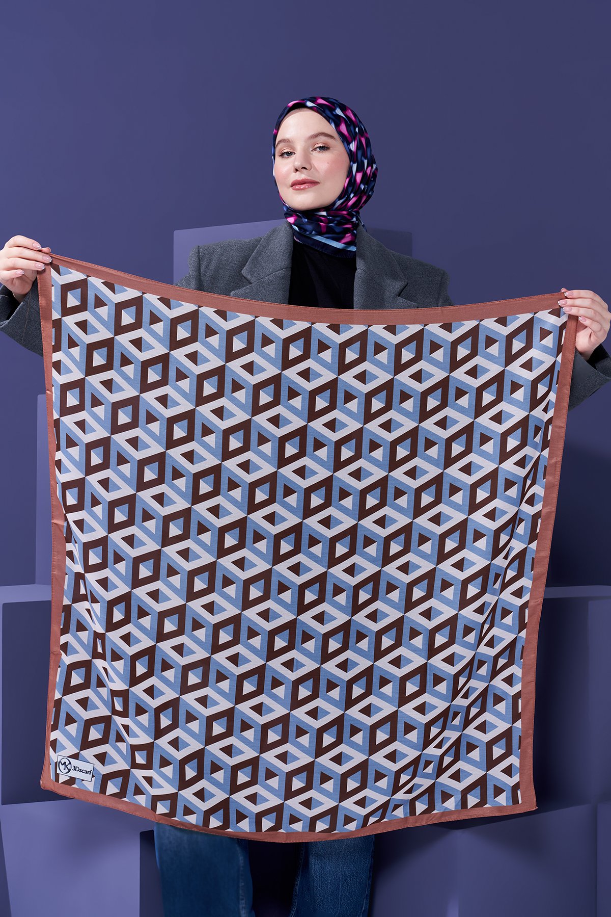 3D Scarf Cycle Desen Pamuk Eşarp