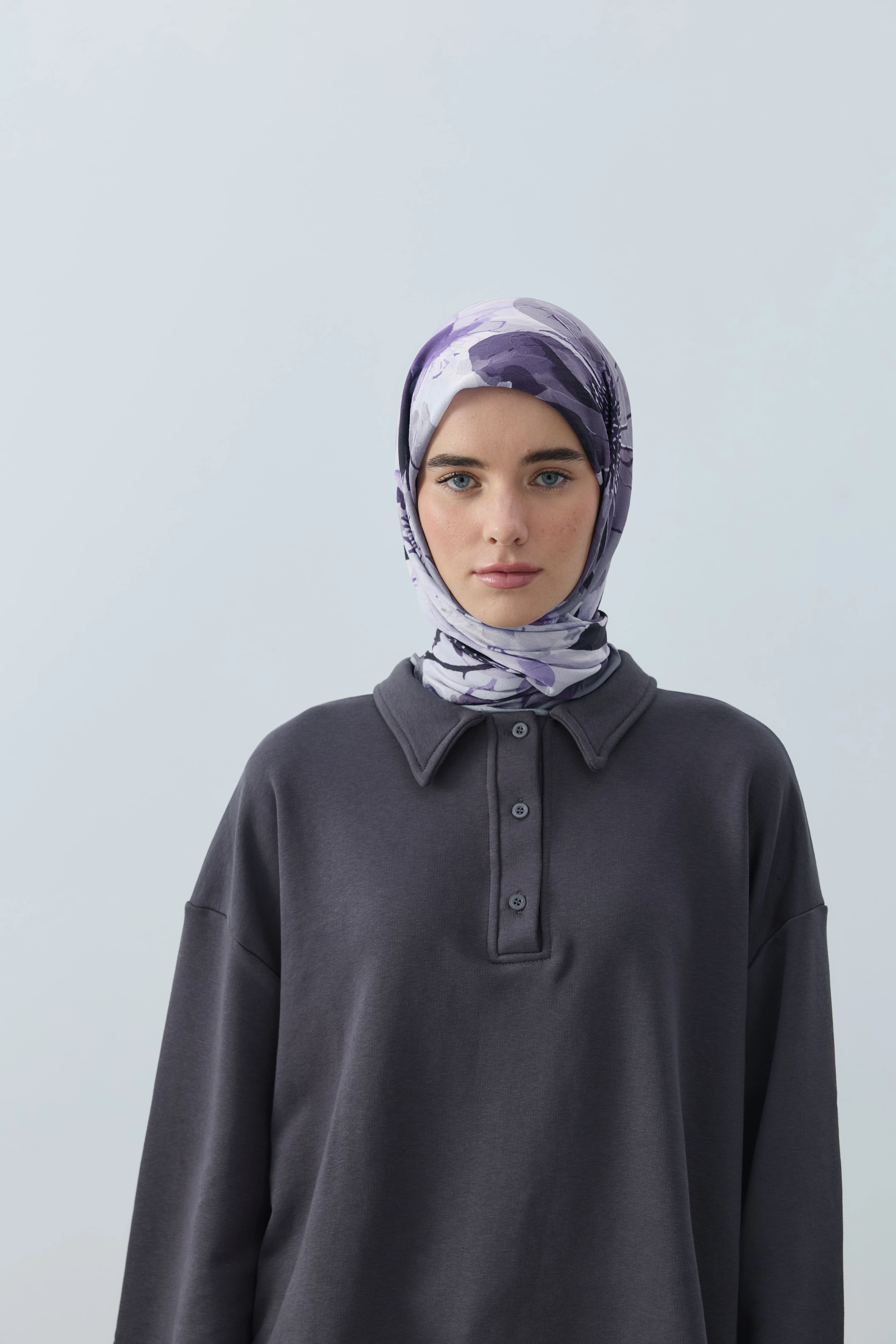 Solena Desen Bambu Eşarp - Koyu Gri