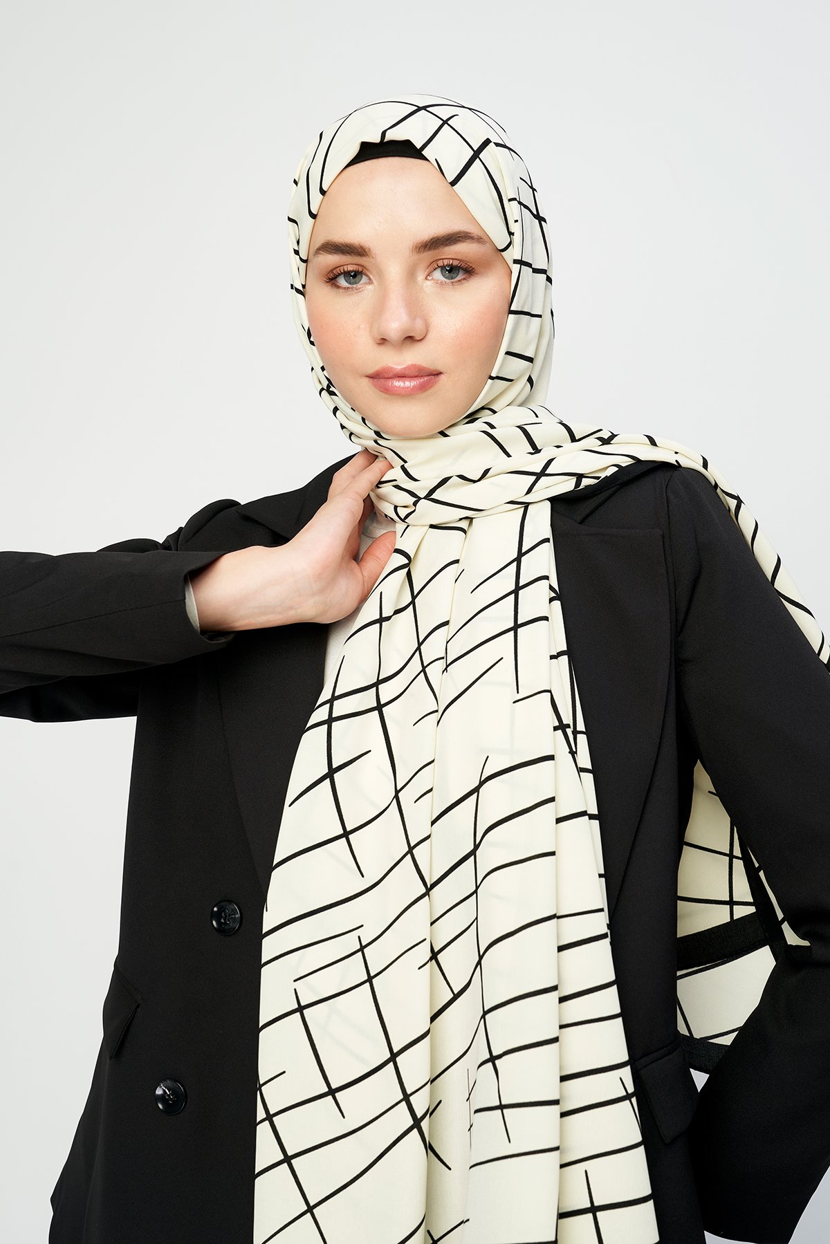 Pearl Series Medina Silk Shawl - Line Pattern
