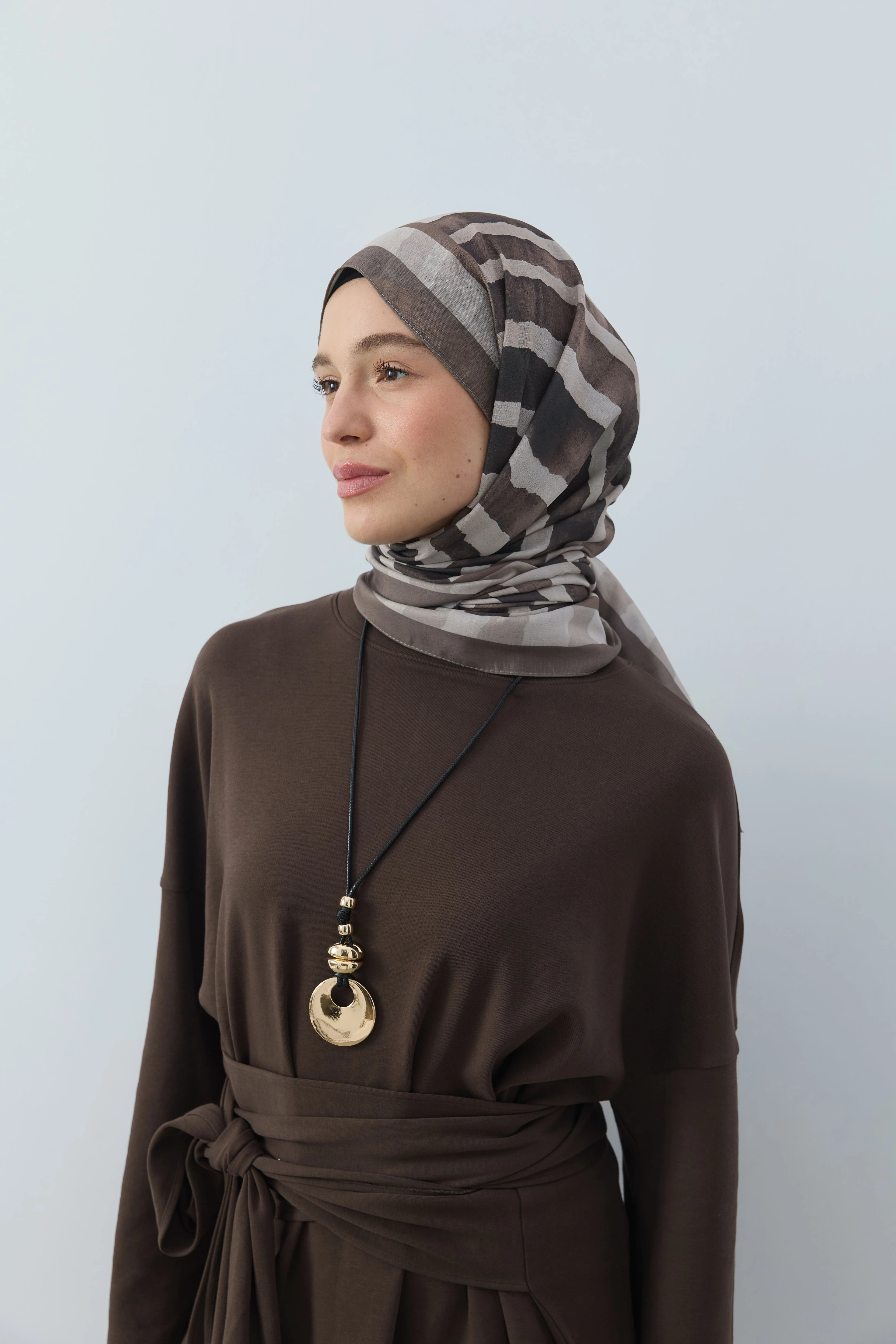 Curvella Desen Lina Şal - Toprak