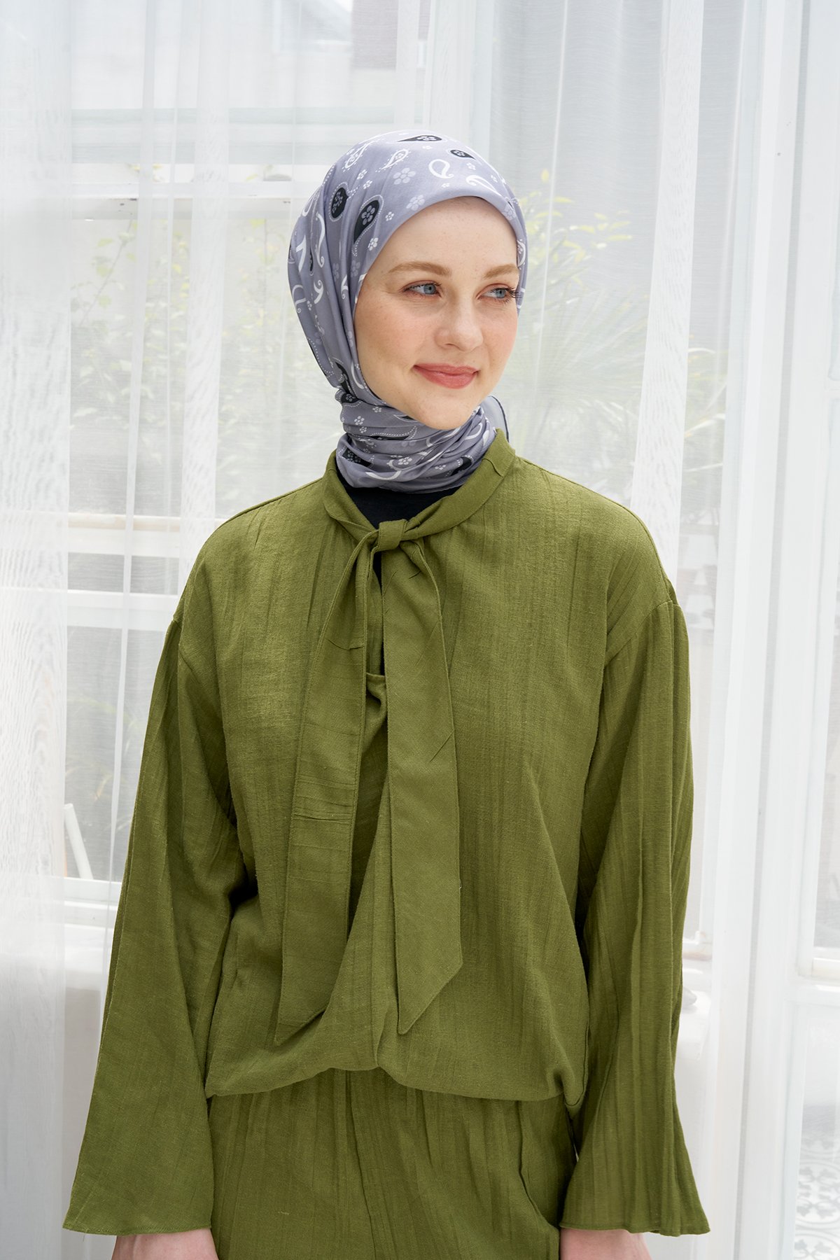 Drop Damla Cotton Scarf - Gri