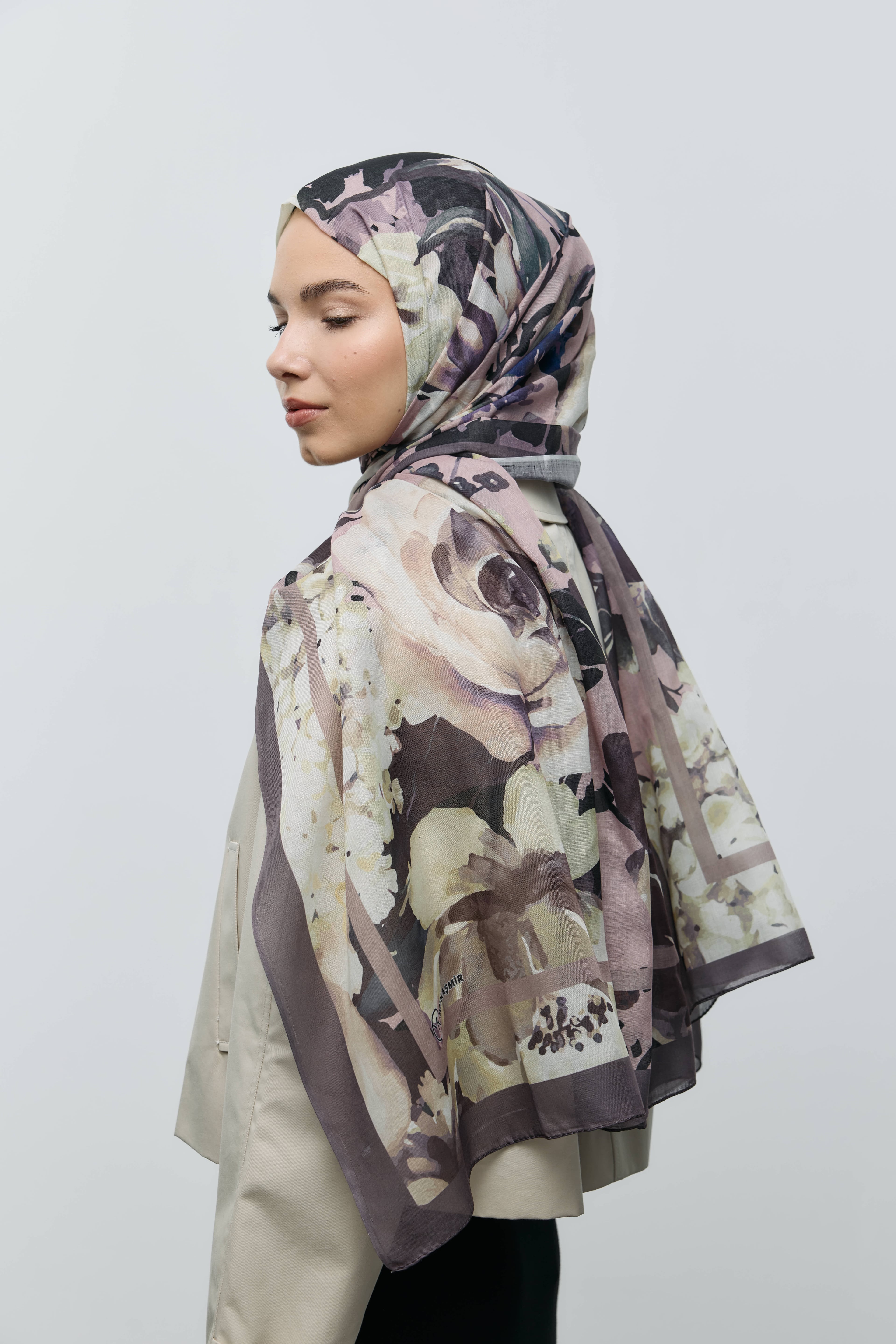 Flores Desen Aya Şal - Acı Kahve