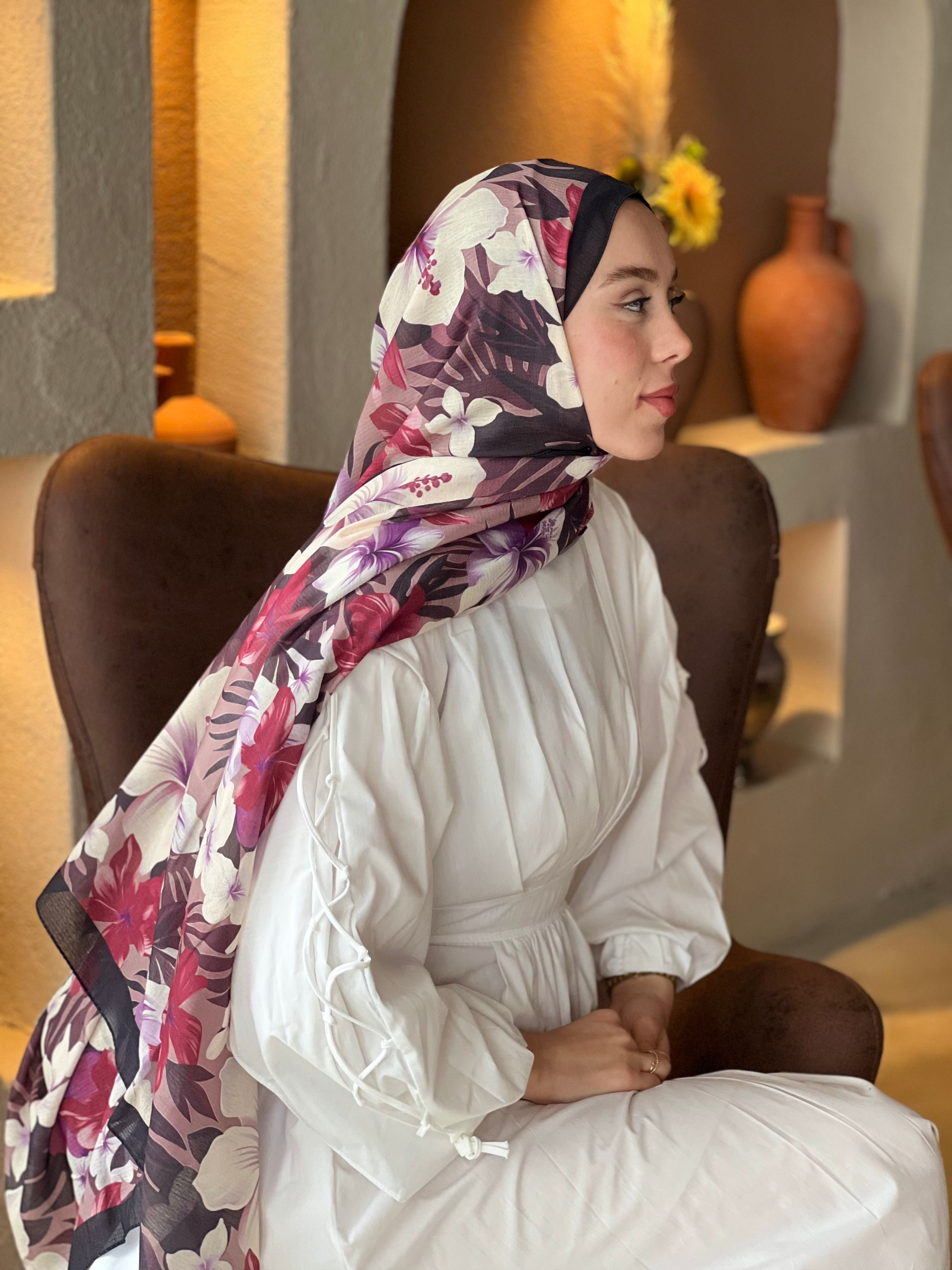 Jardin Desen Lina Şal - Siyah-Tozlu Kahve