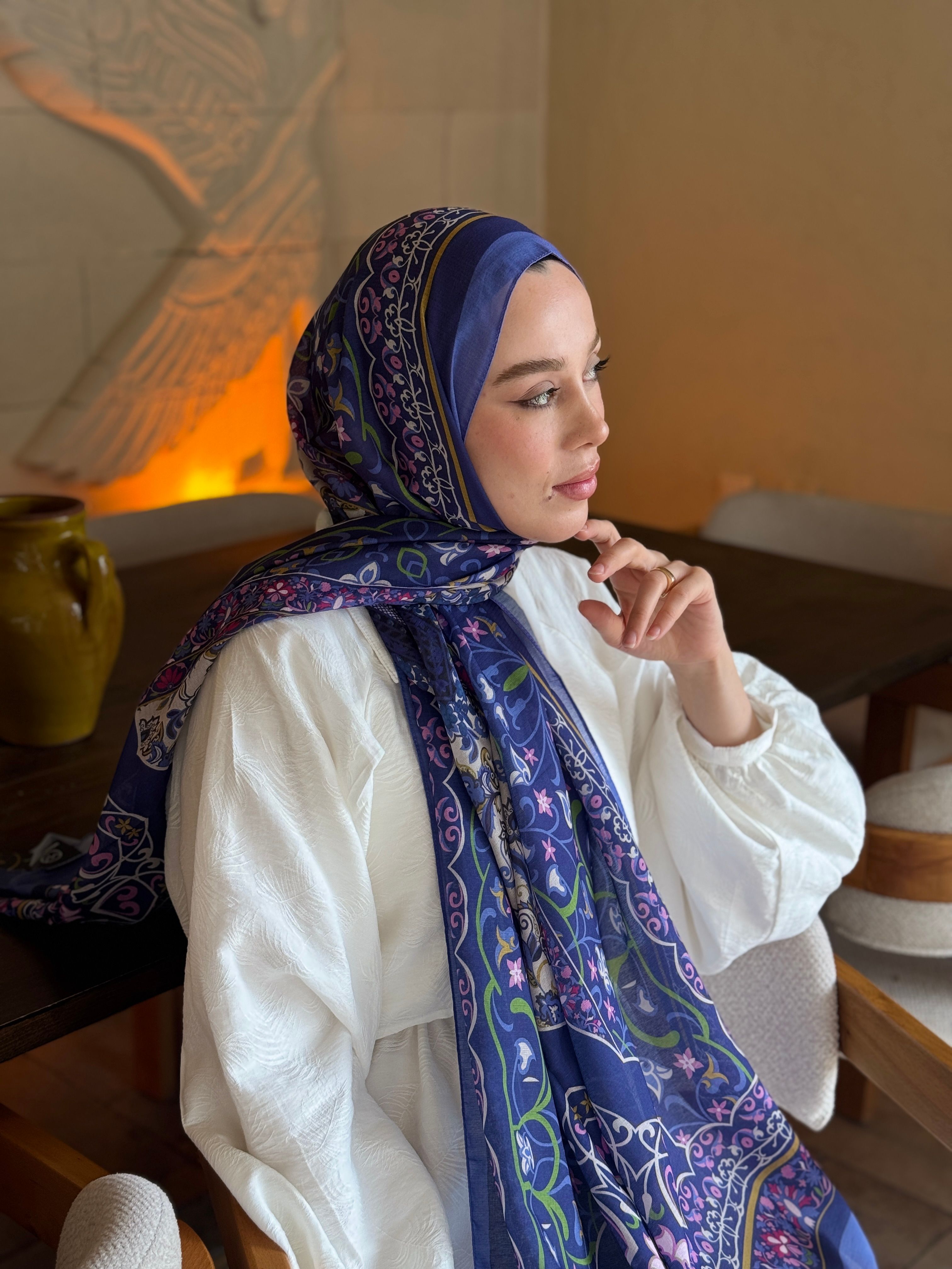 Pıtrak Desen Lina Şal - Koyu Lila