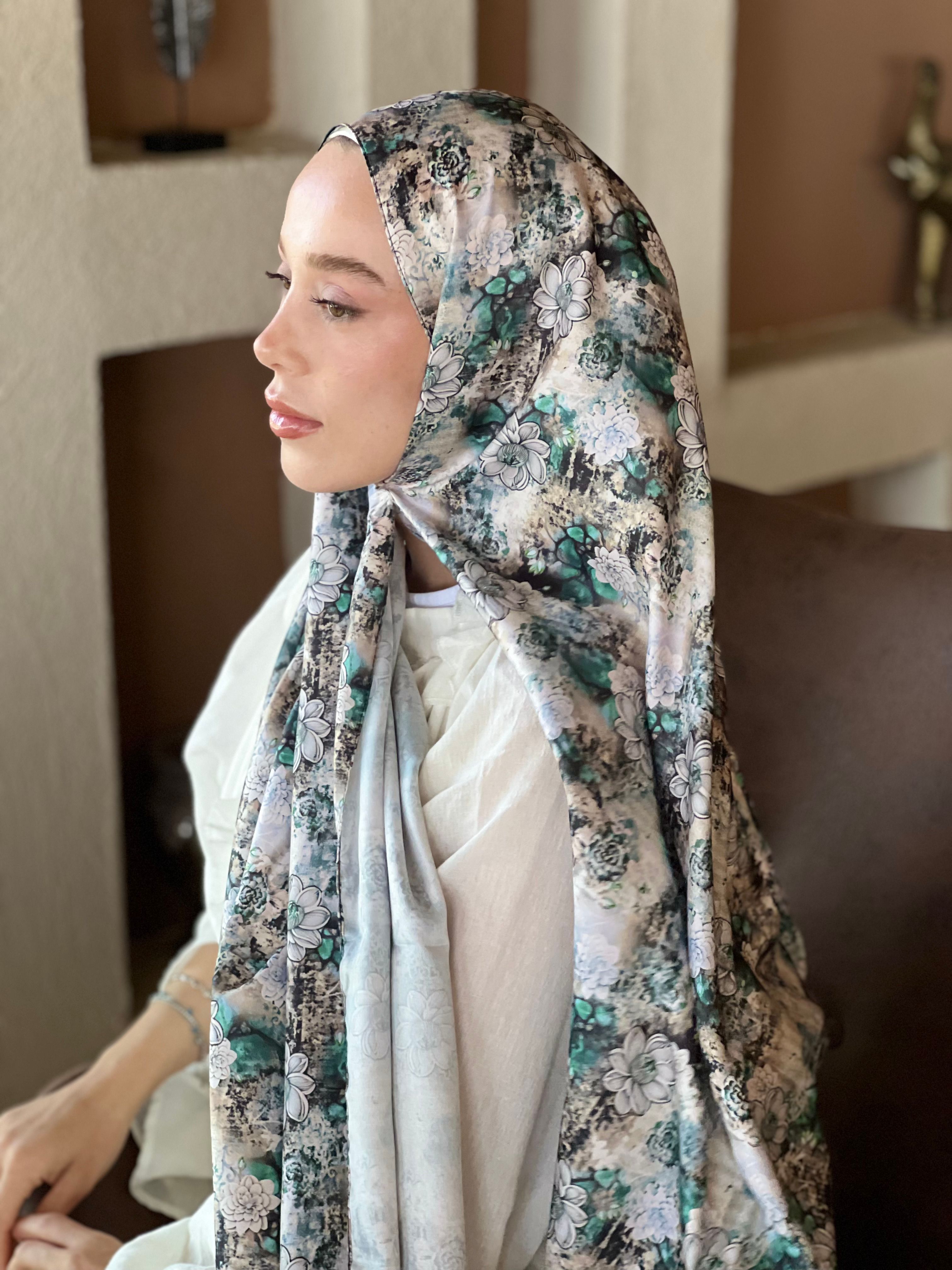 Zemheri Pattern Twill Shawl - Dark Green