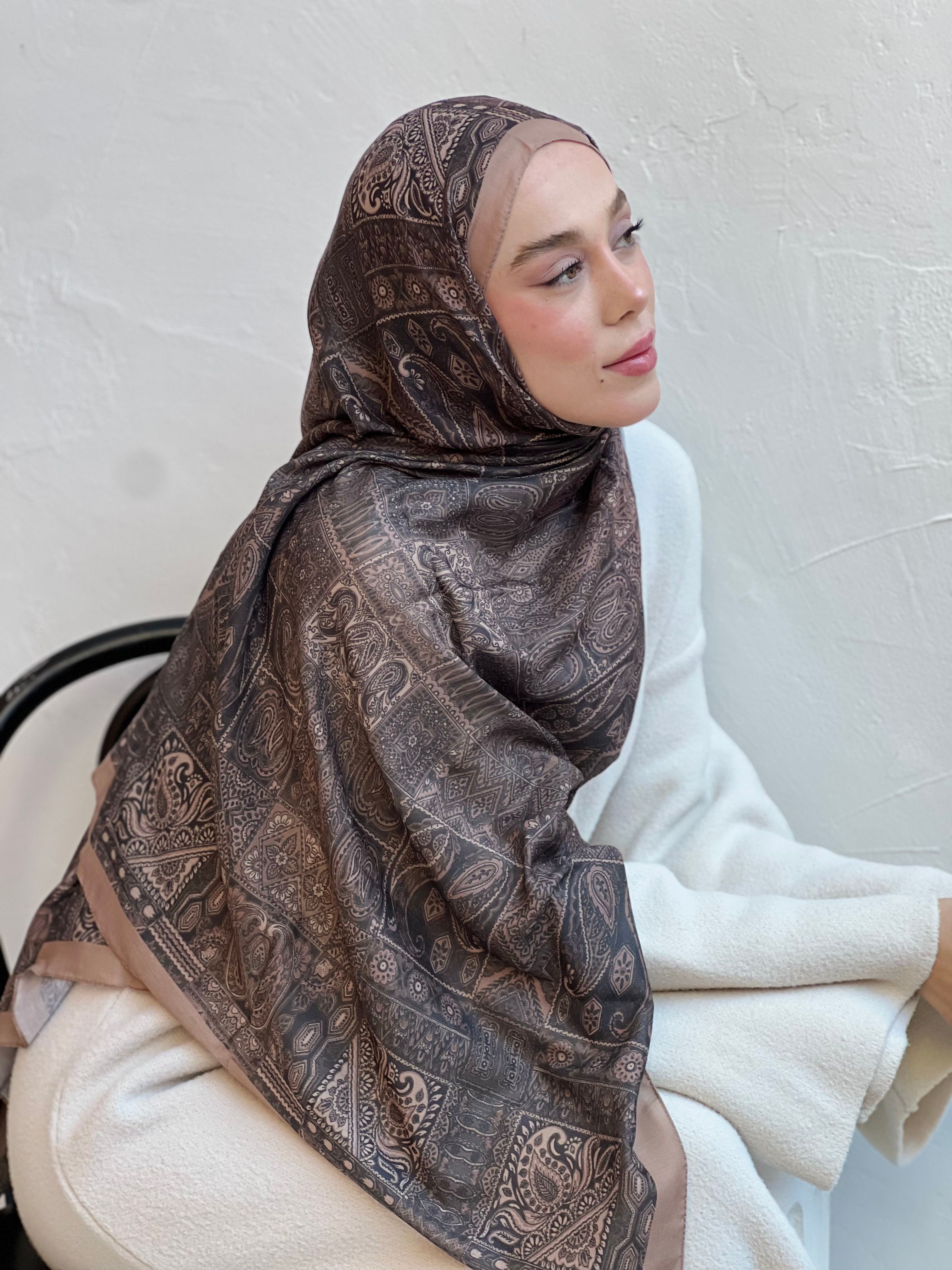 Siena Pattern Cotton Shawl - Latte