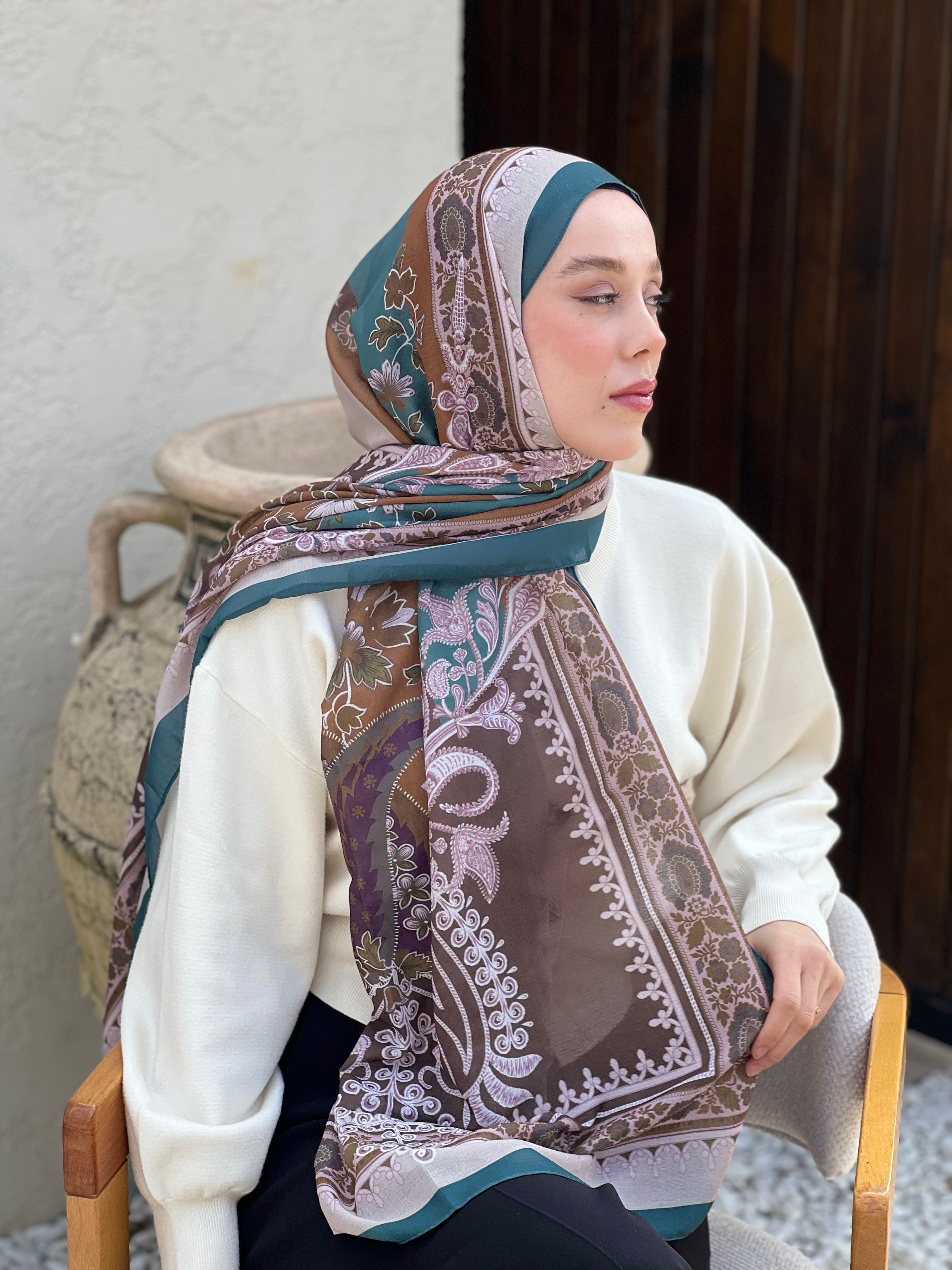 Meknes Pattern Lina Shawl - Sea Green