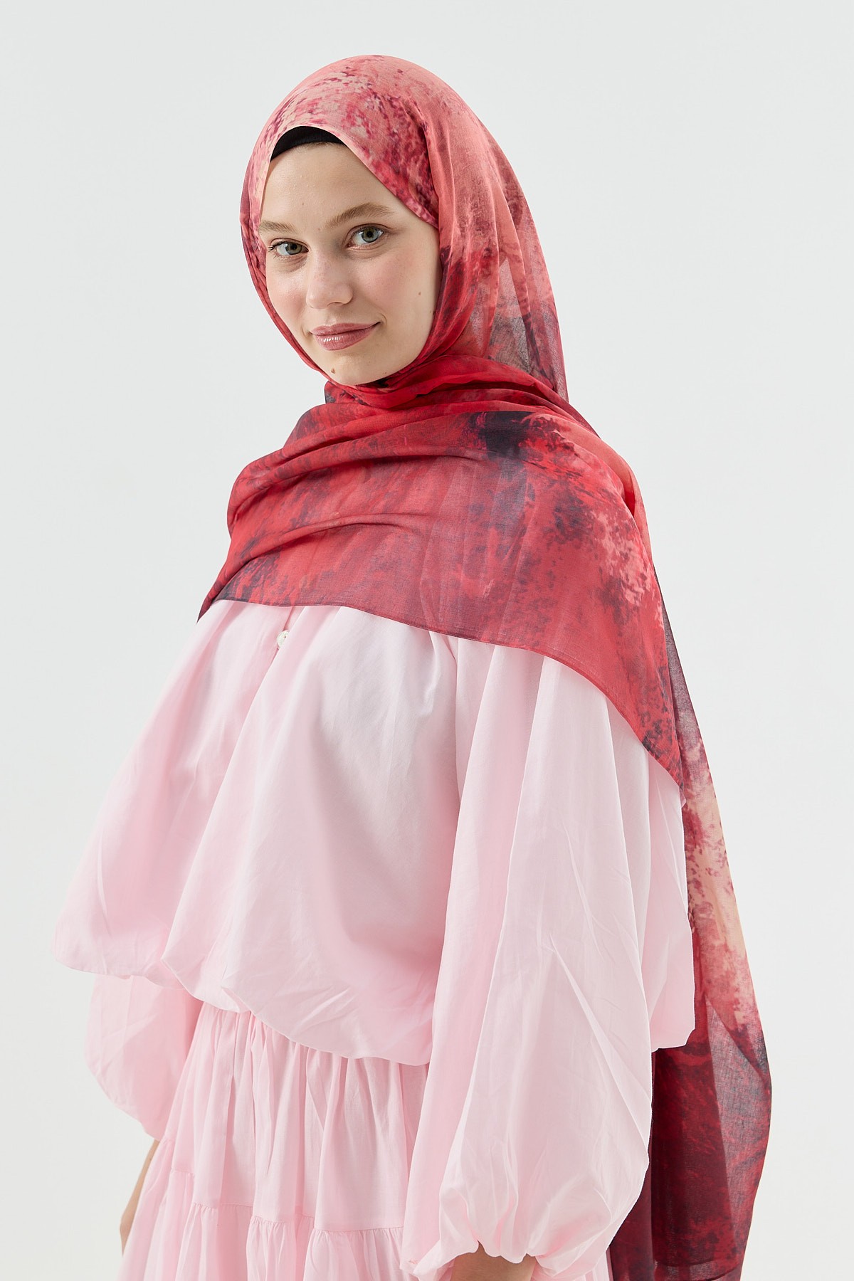 Viola Desen Aya Şal - Kızıl-Pembe