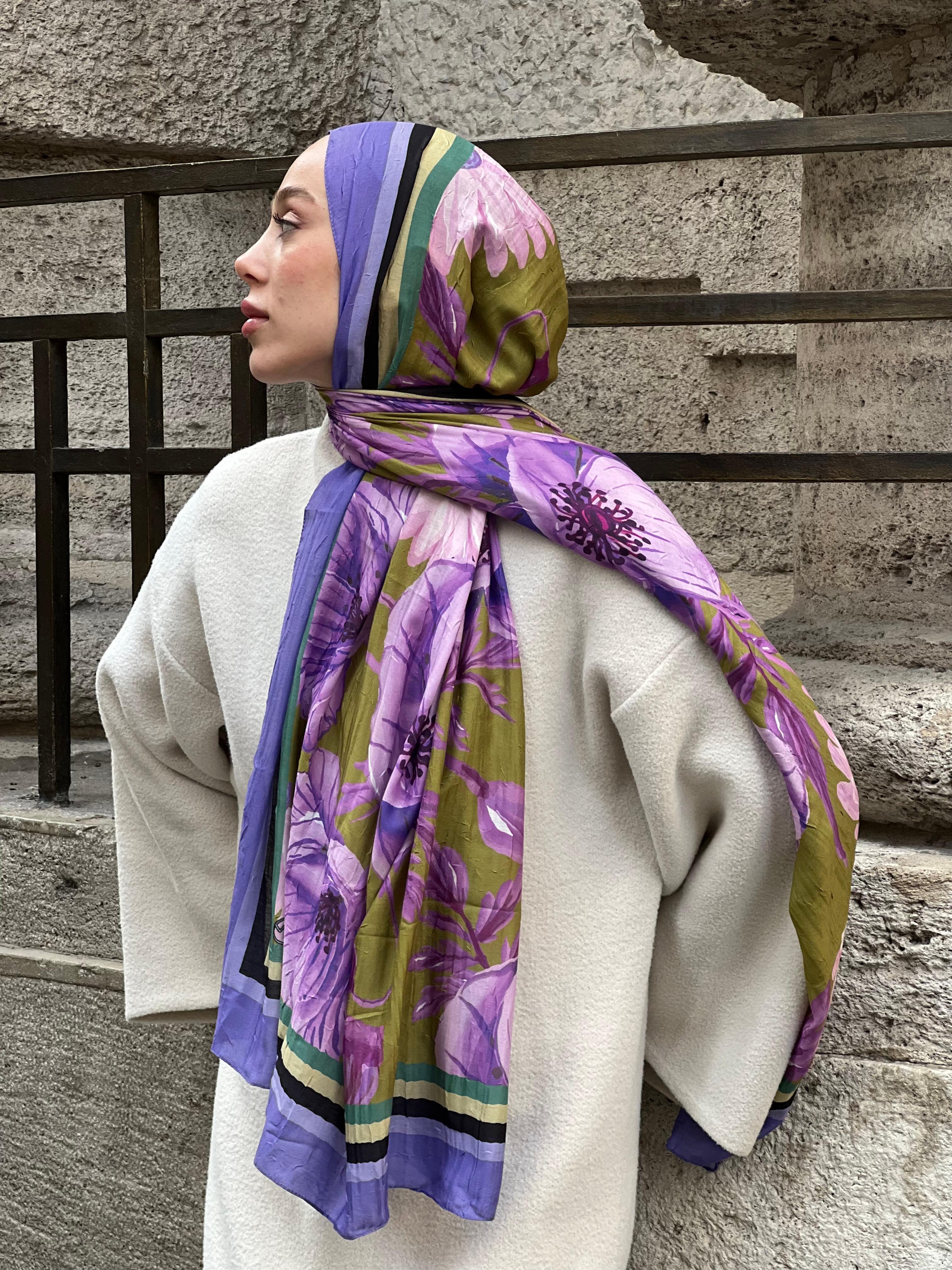 Margarit Desen Bambu Şal - Lila