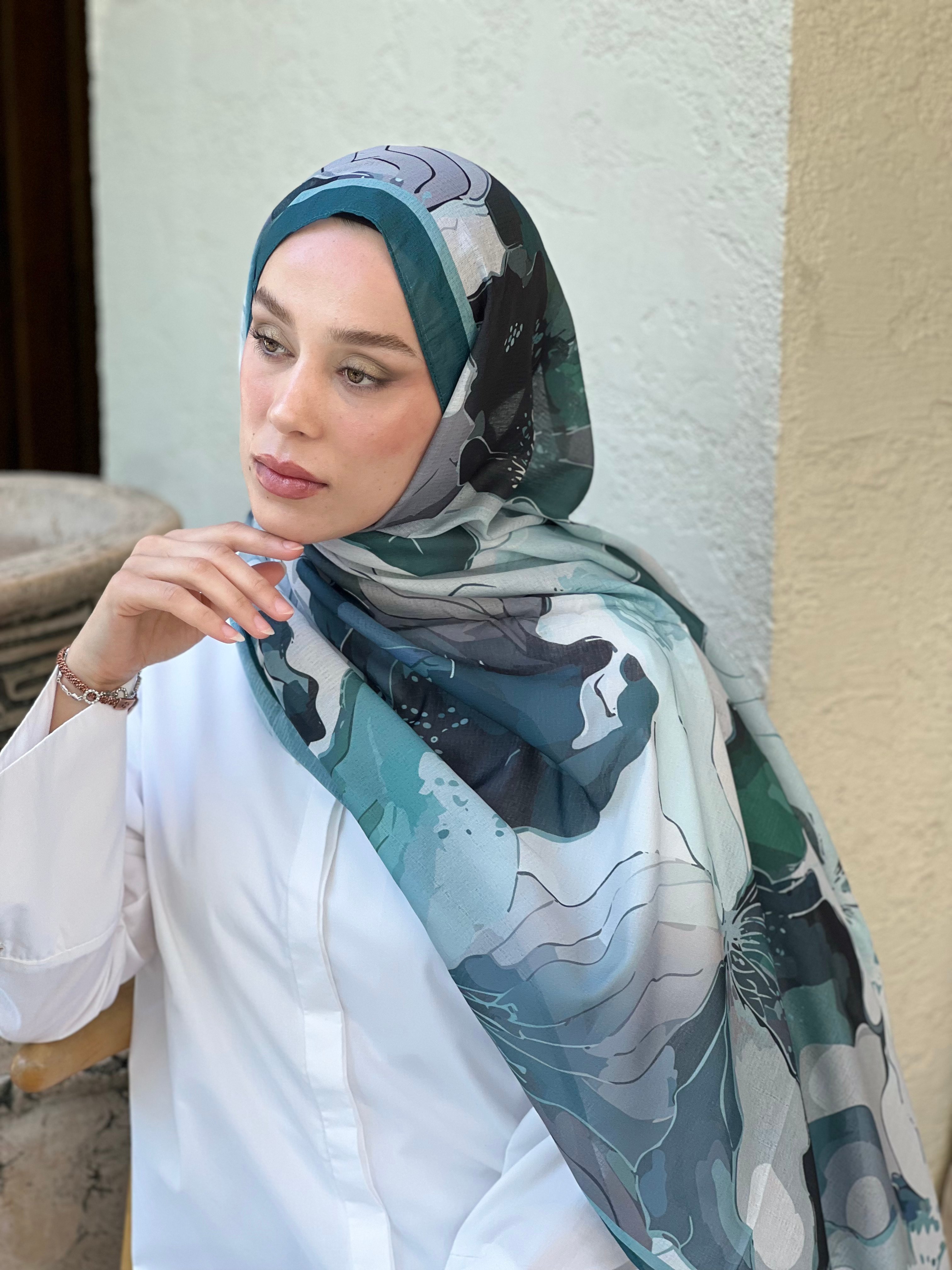 Florica Desen Lina Şal - Petrol