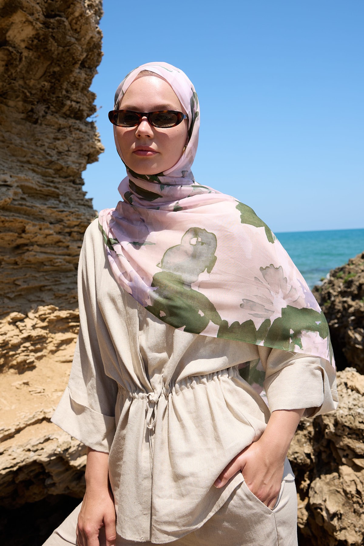 Mirelya Desen Aya Şal - Toz Pembe