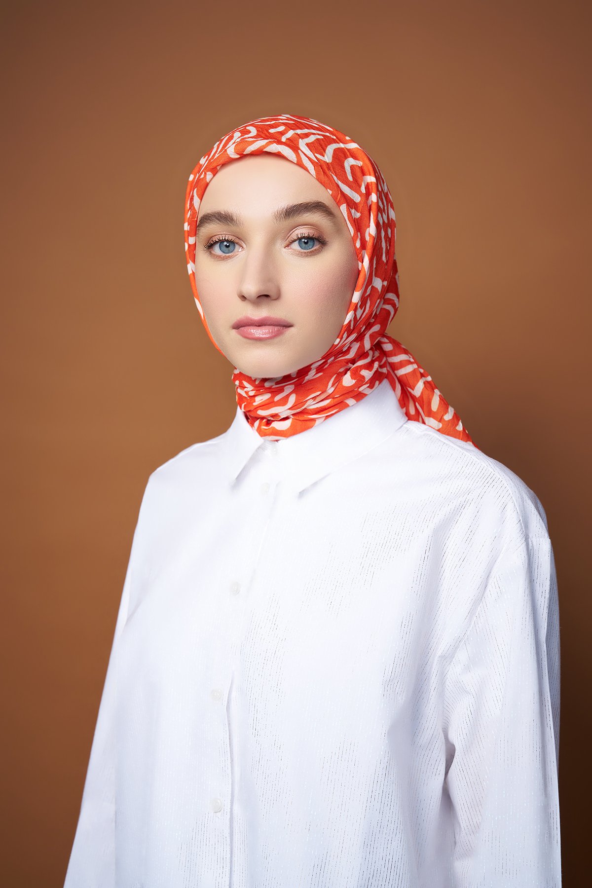 Moss Pattern Bamboo Scarf - Dynamic Orange