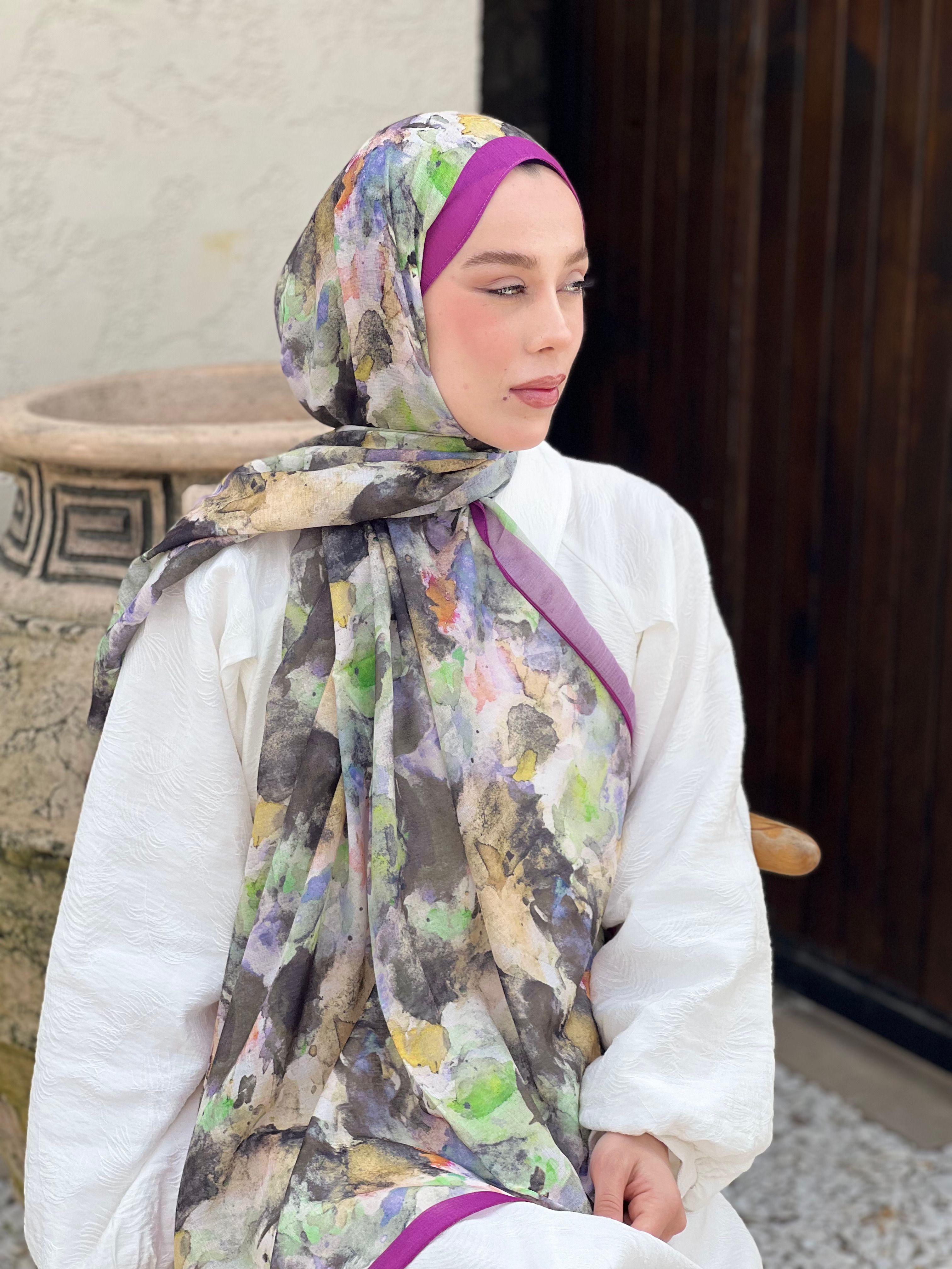 Brush Desen Lina Şal - Gül Pembe