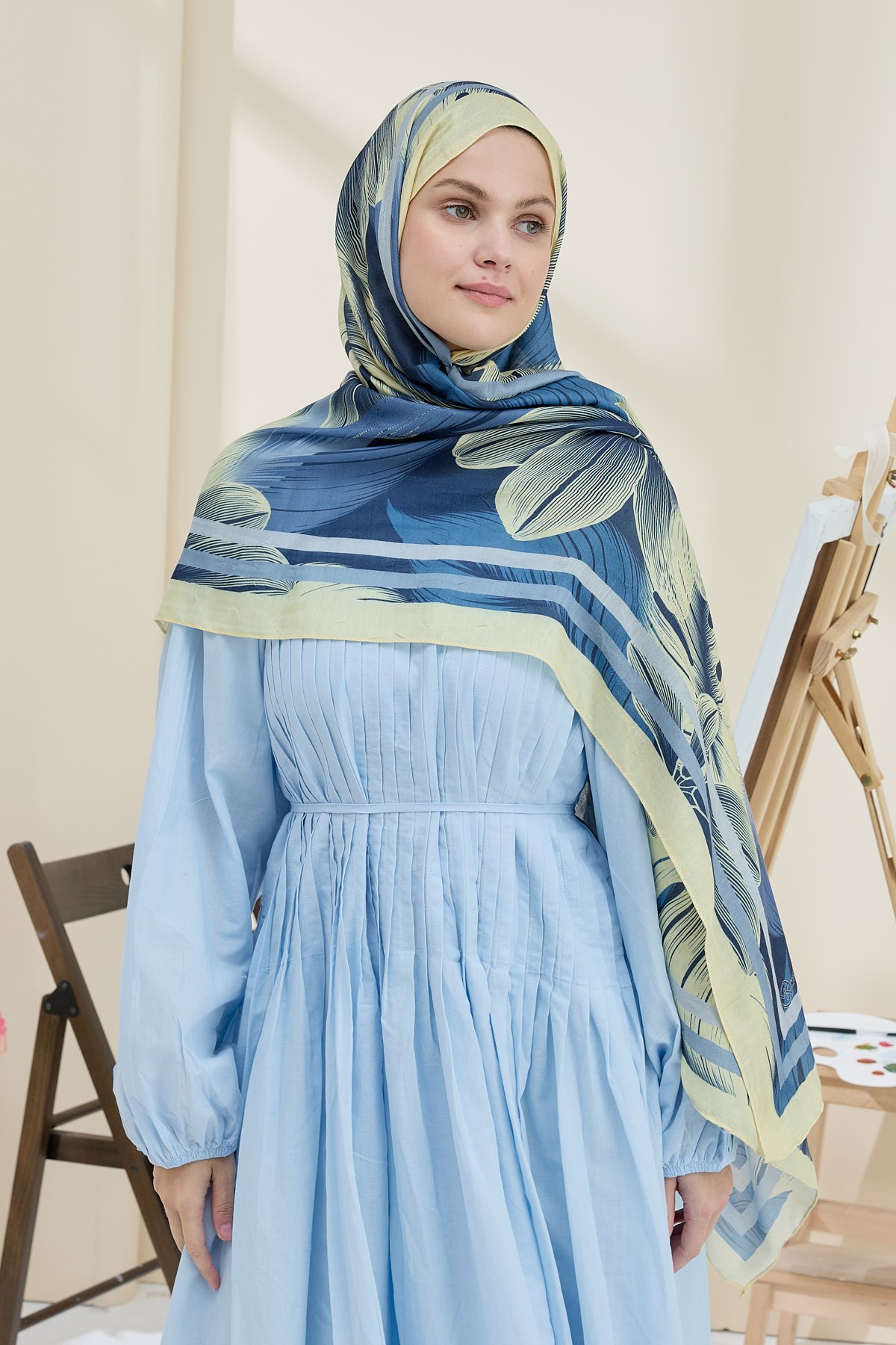 Palmira Desen Bambu Şal - Butter Yellow